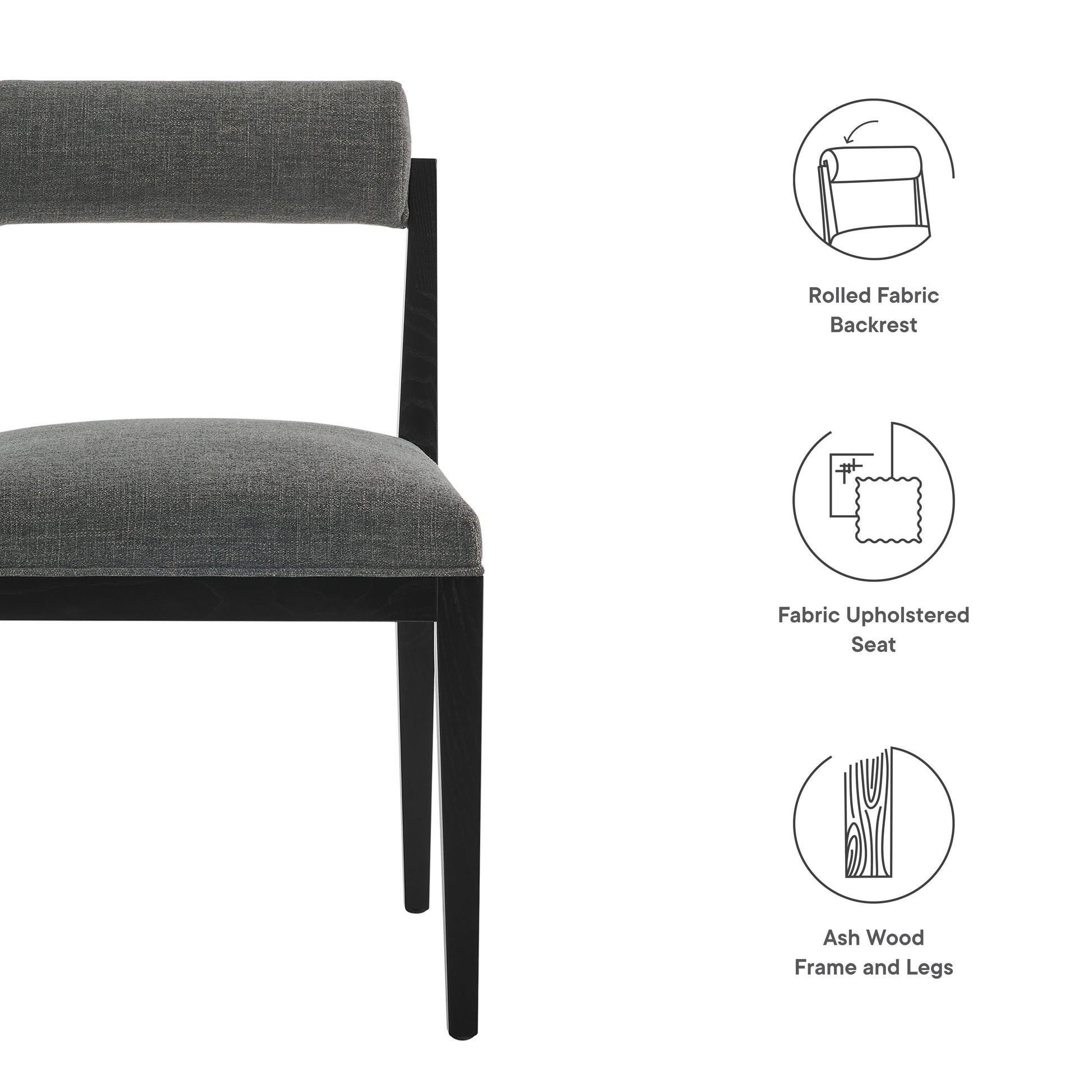 Kai Fabric Dining Chair - Salt Black