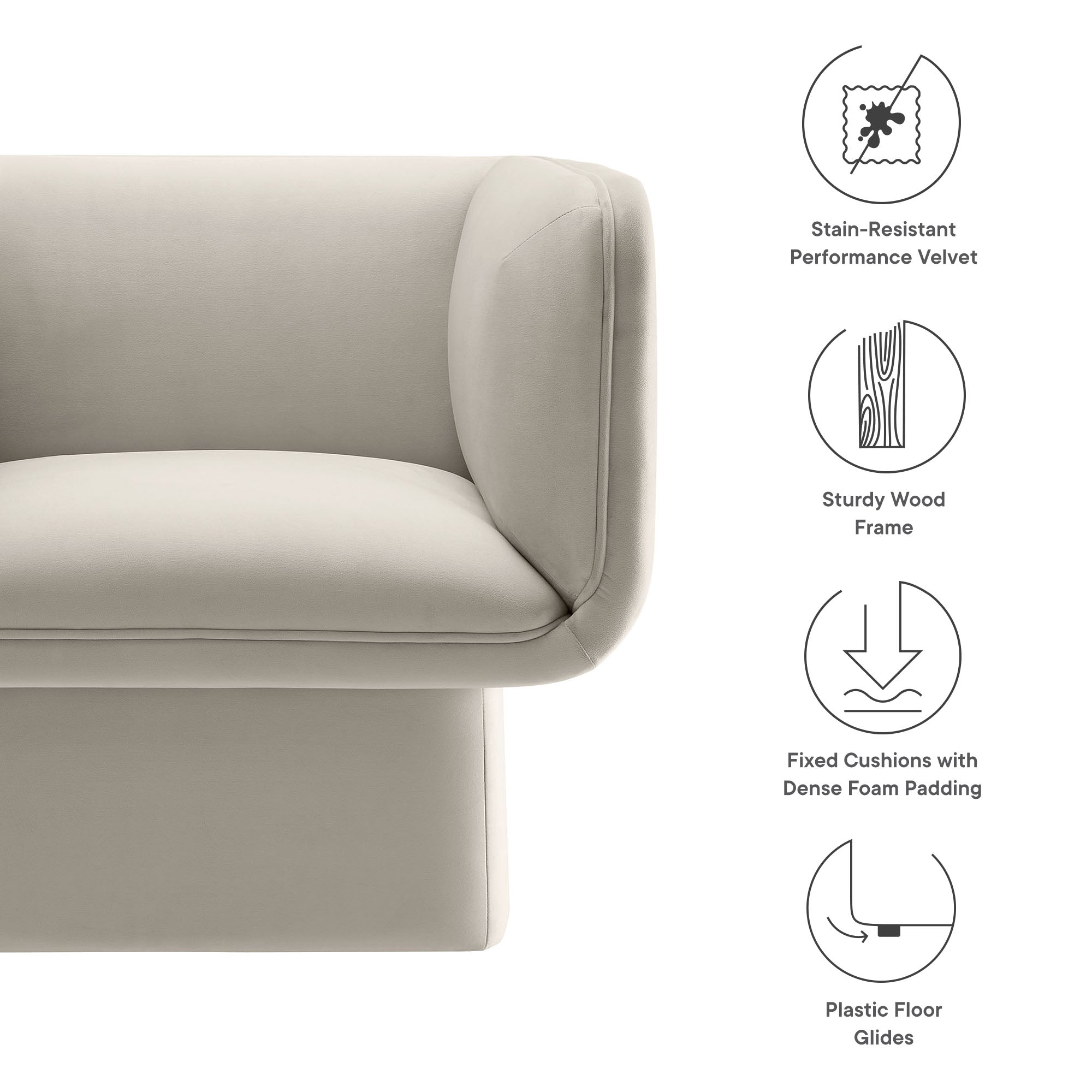 Tate Performance Velvet Accent Chair - Storm Gray