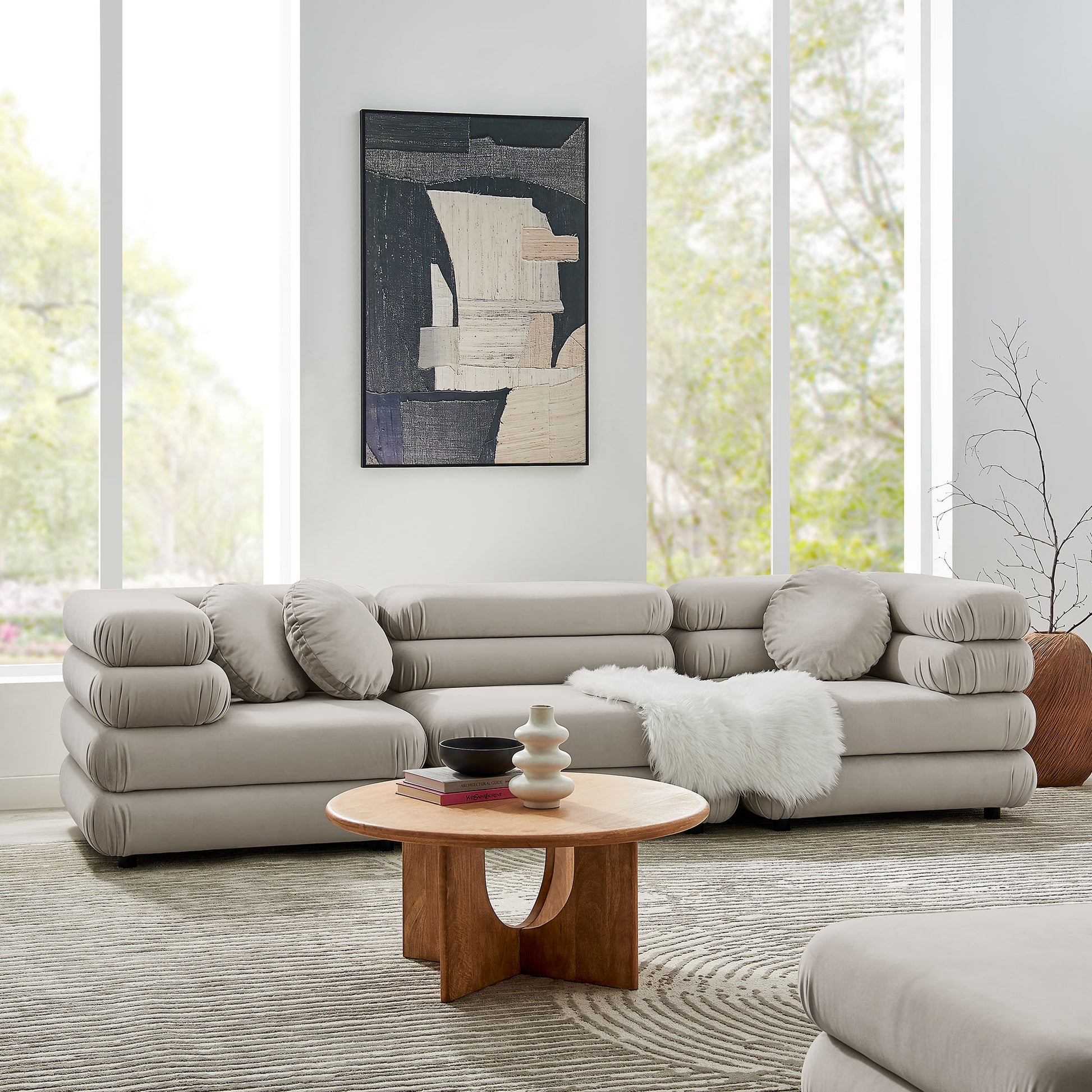 Jubilee 3-Piece Modular Performance Velvet Sectional Sofa