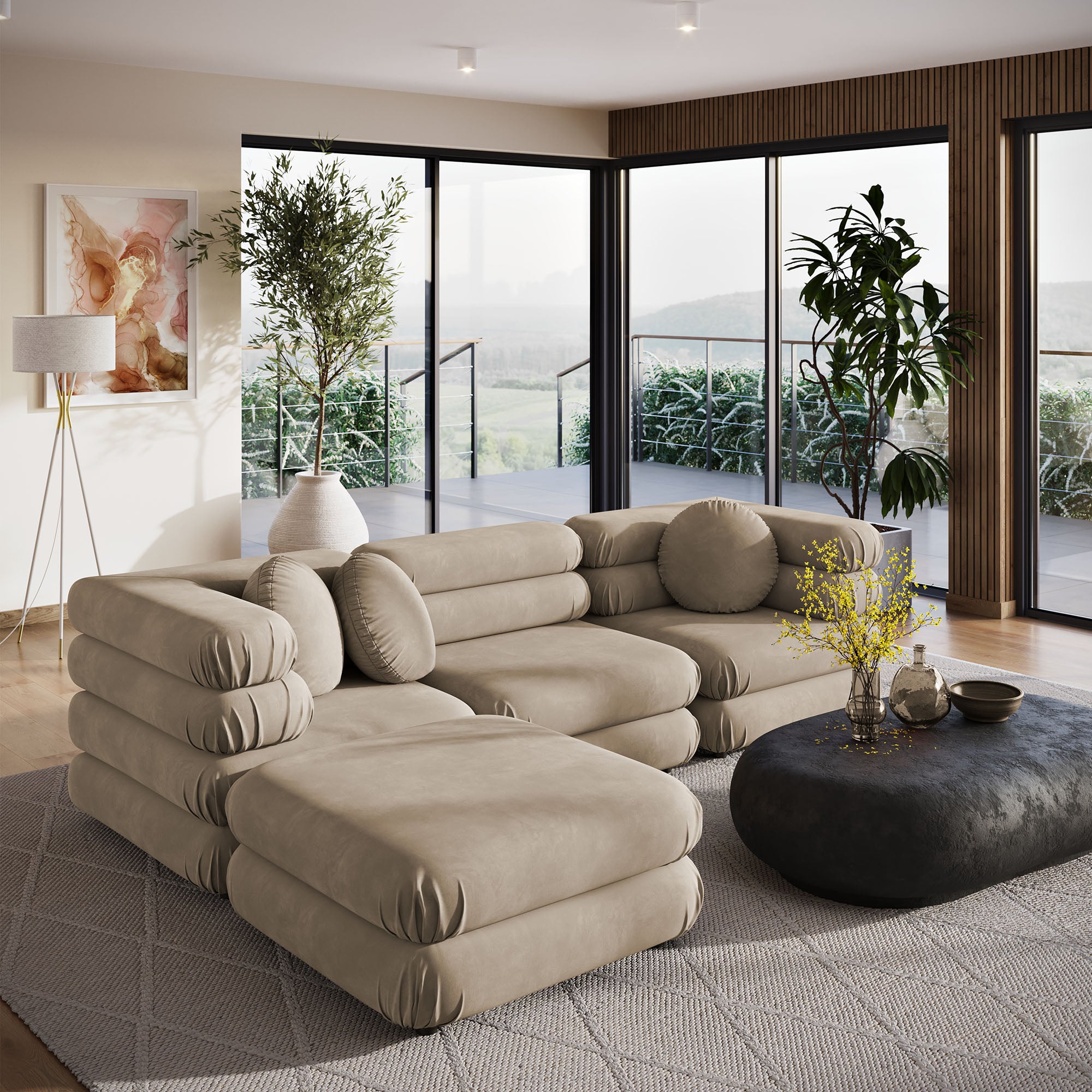 Jubilee 4-Piece Modular Performance Velvet Sectional Sofa