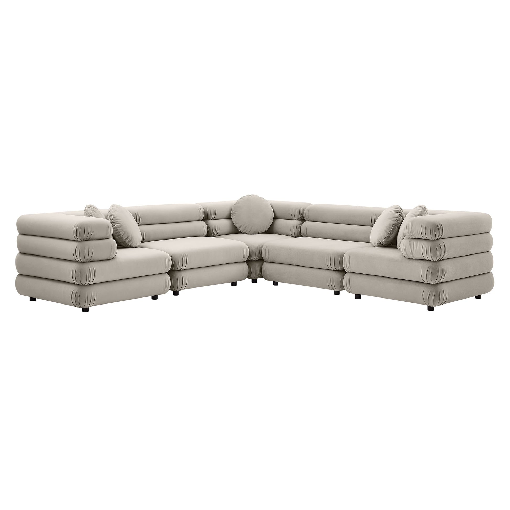 Jubilee 5-Piece Modular Performance Velvet Sectional Sofa - Taupe