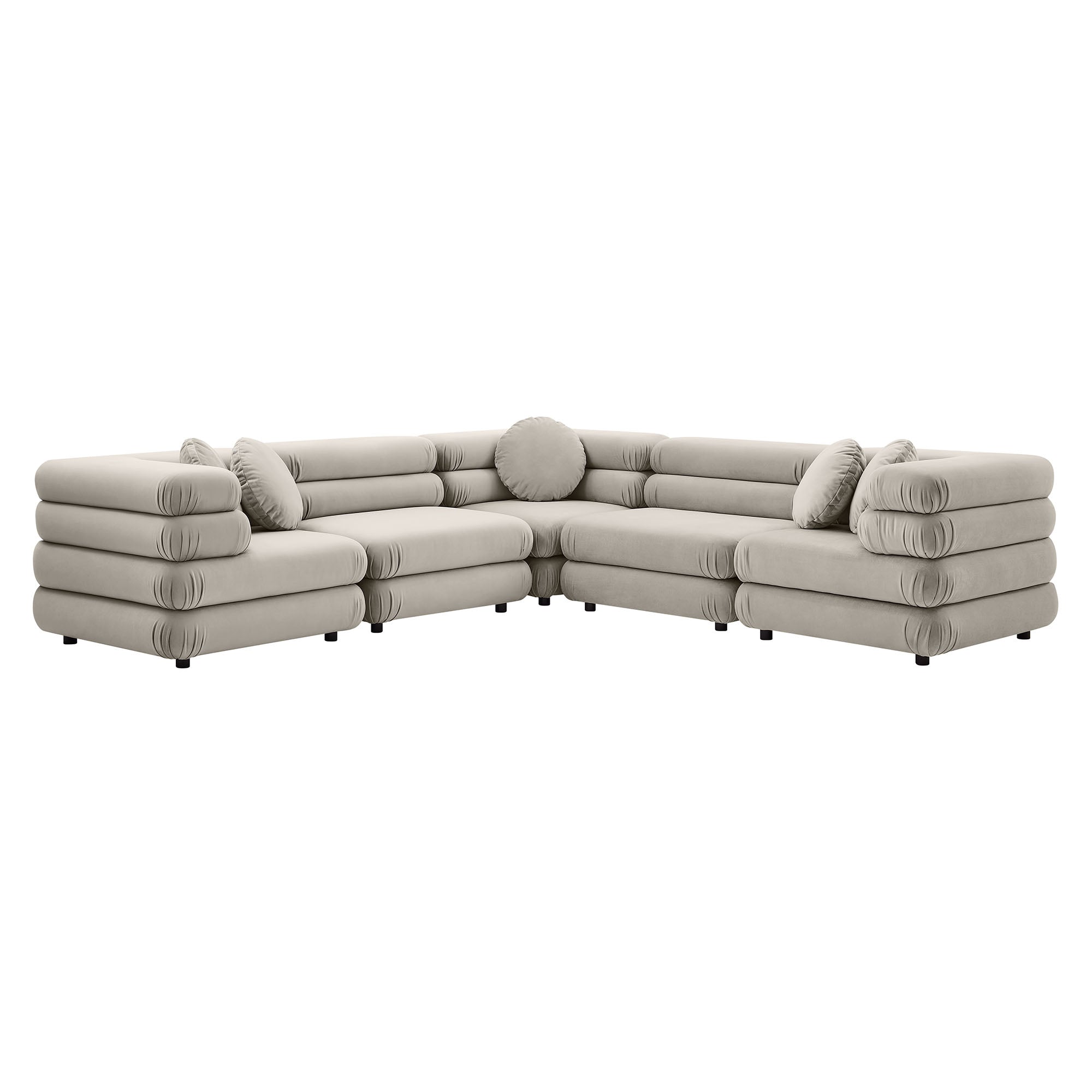 Jubilee 5-Piece Modular Performance Velvet Sectional Sofa - Taupe