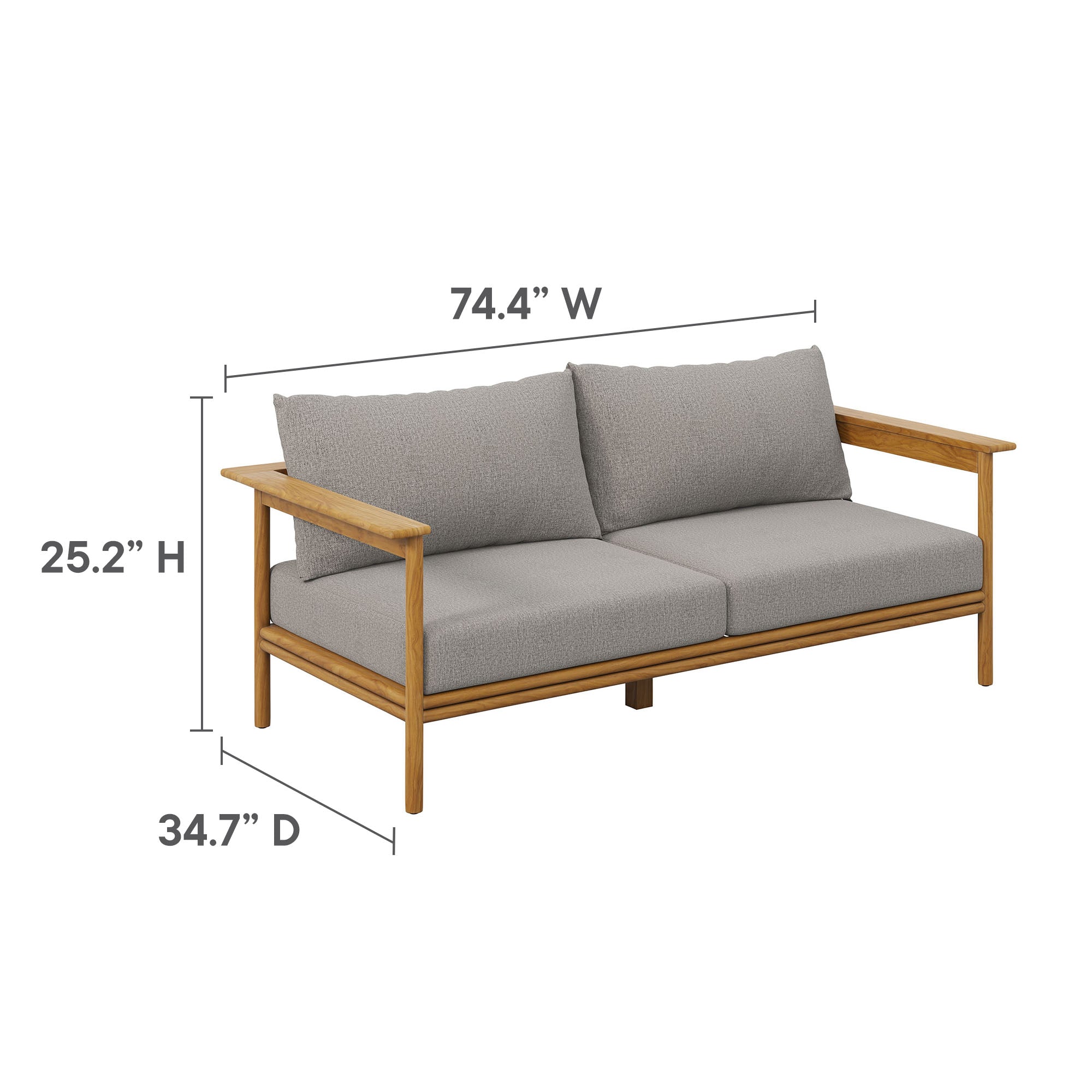 Wren Outdoor Patio Teak Wood Sofa - Natural Sail