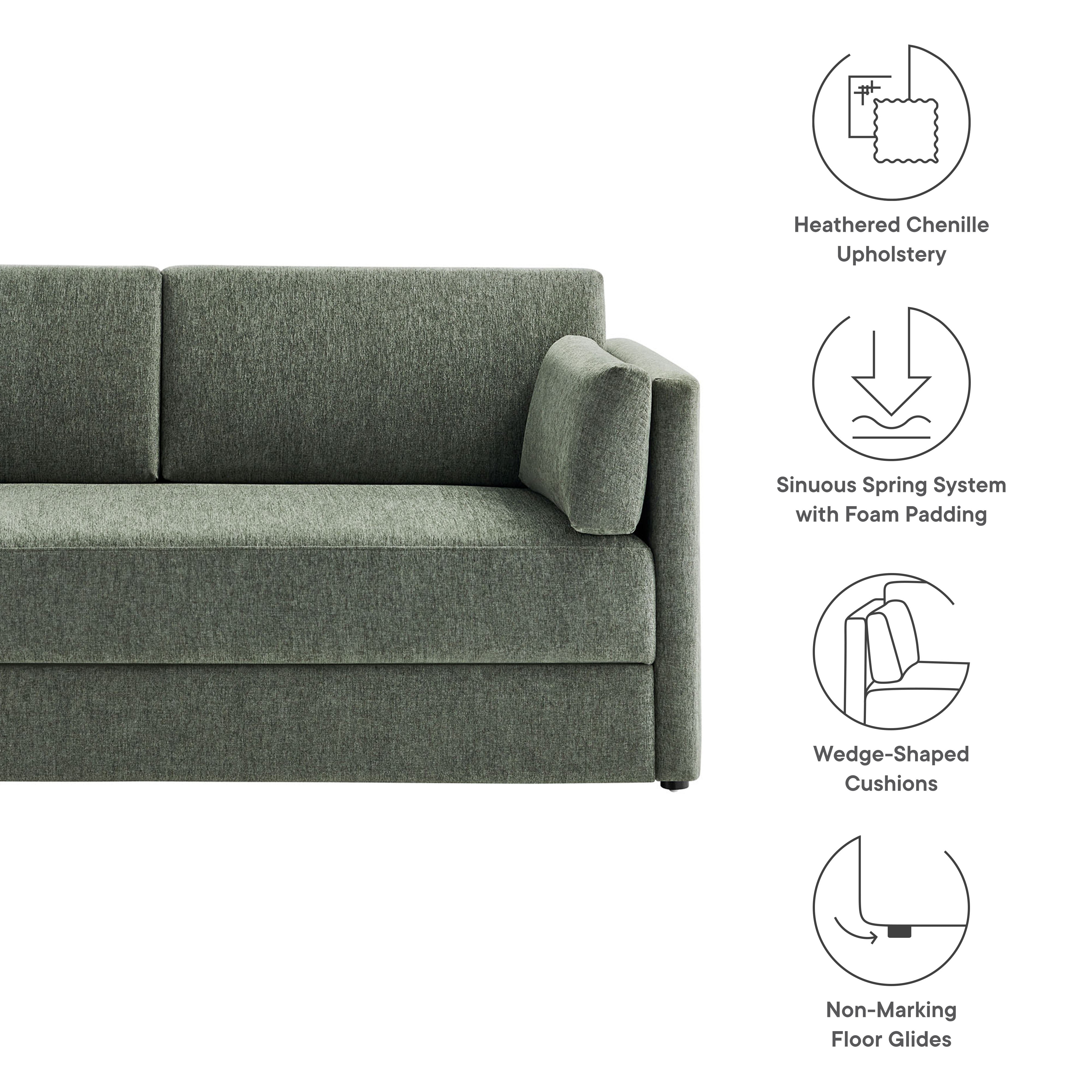 Linden Upholstered Heathered Chenille Sofa - Newsprint