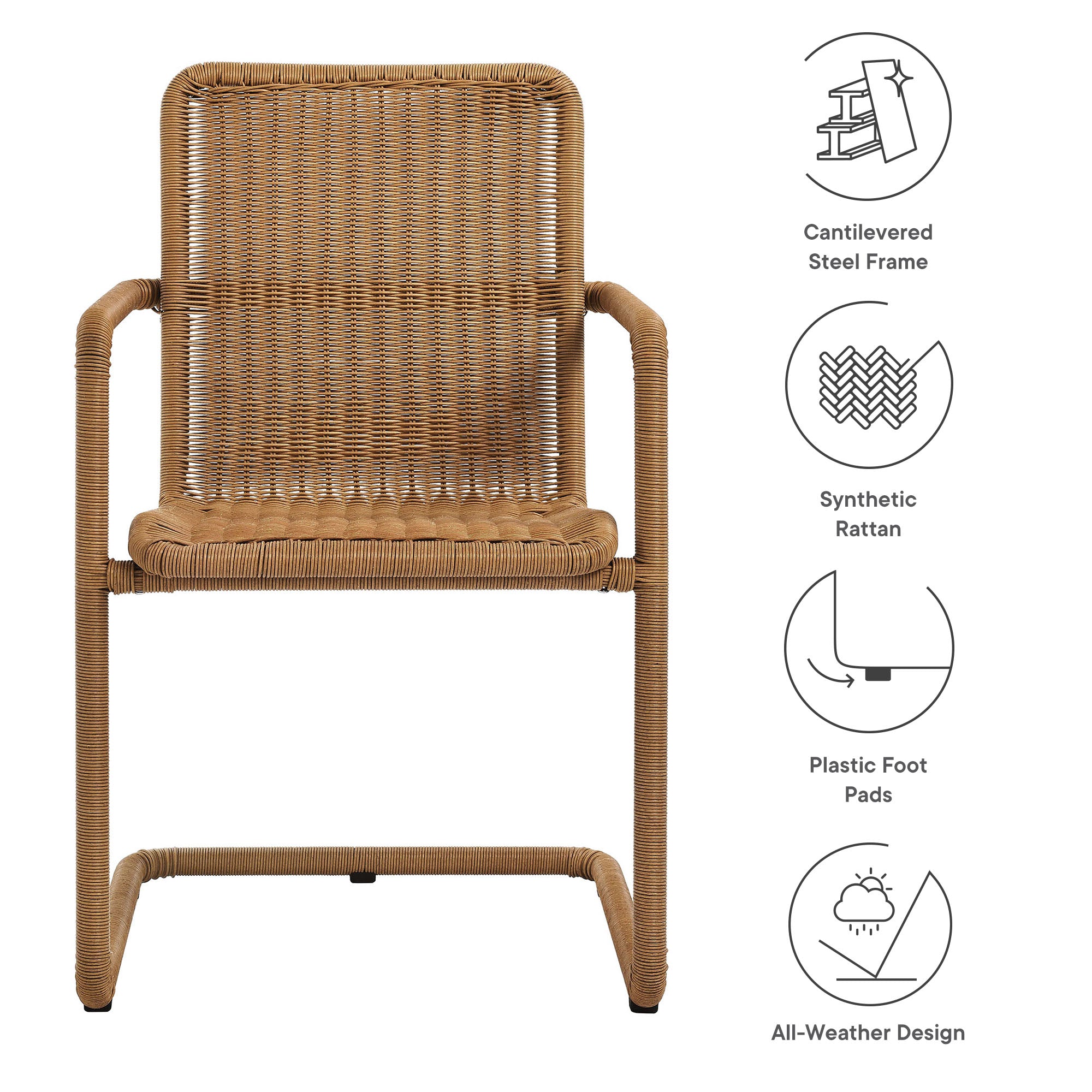 Abacus Outdoor Patio Wicker Dining Chairs Set of 2 - Slate