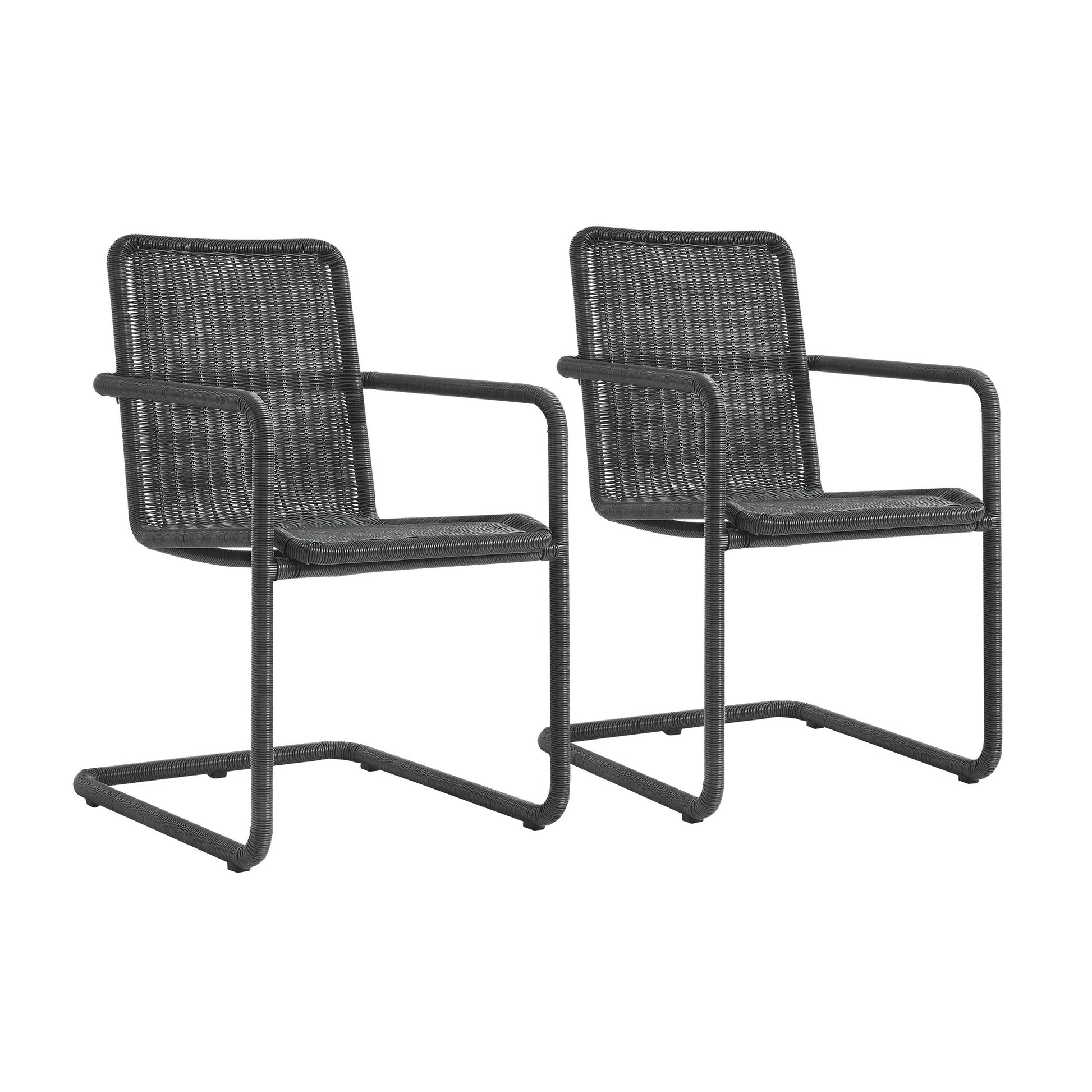 Abacus 7-Piece Rectangular Outdoor Patio Aluminum Dining Table Set with Rattan Armchairs