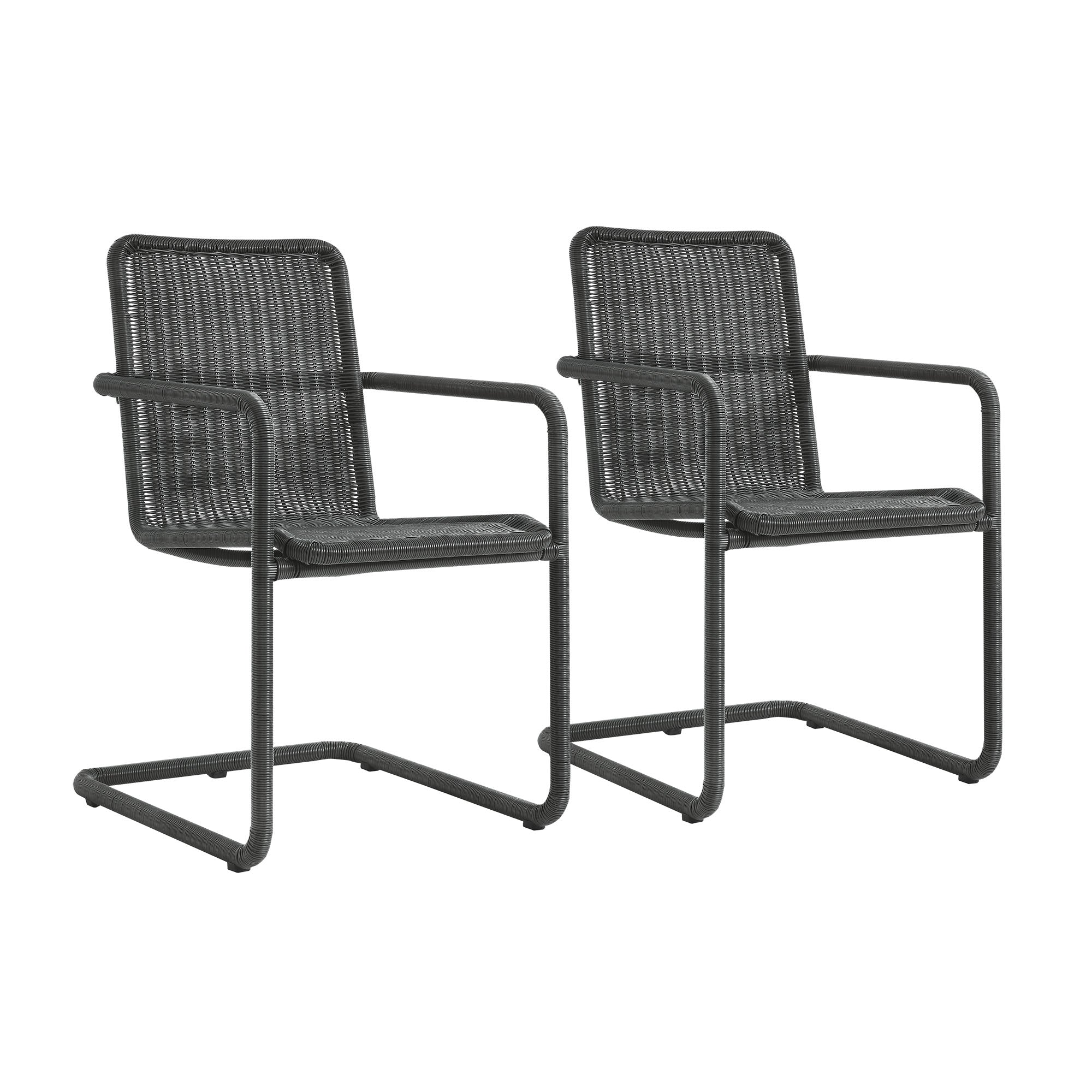 Abacus 7-Piece Rectangular Outdoor Patio Aluminum Dining Table Set with Rattan Armchairs