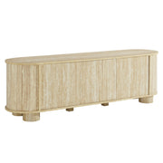 Overture 63” Oval Faux Travertine TV Stand - Travertine