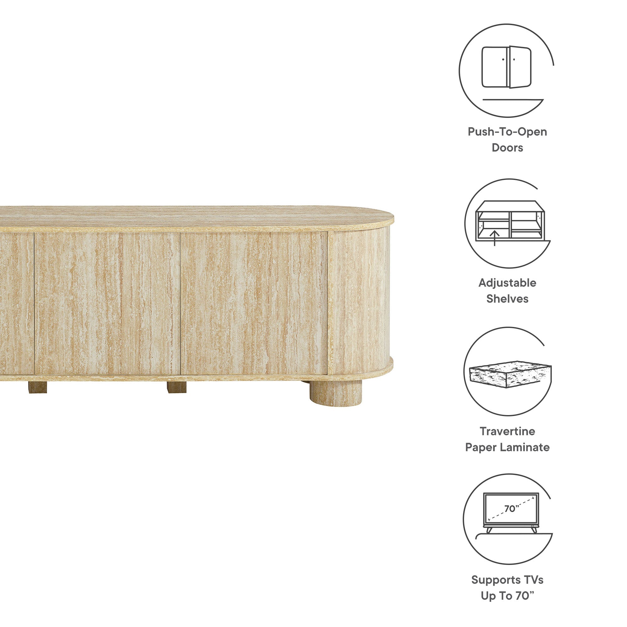 Overture 63” Oval Faux Travertine TV Stand