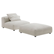 Solace  Modular Corduroy Upholstered Armless Chair and Ottoman Set - Almond
