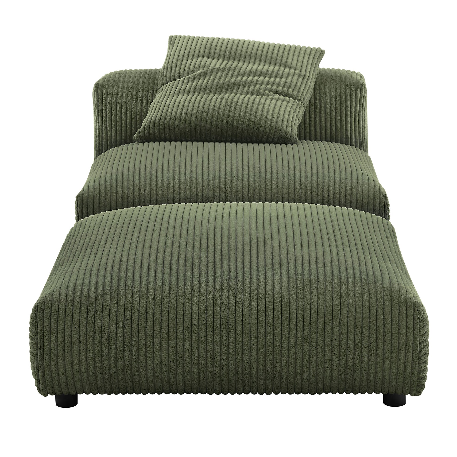 Solace  Modular Corduroy Upholstered Armless Chair and Ottoman Set