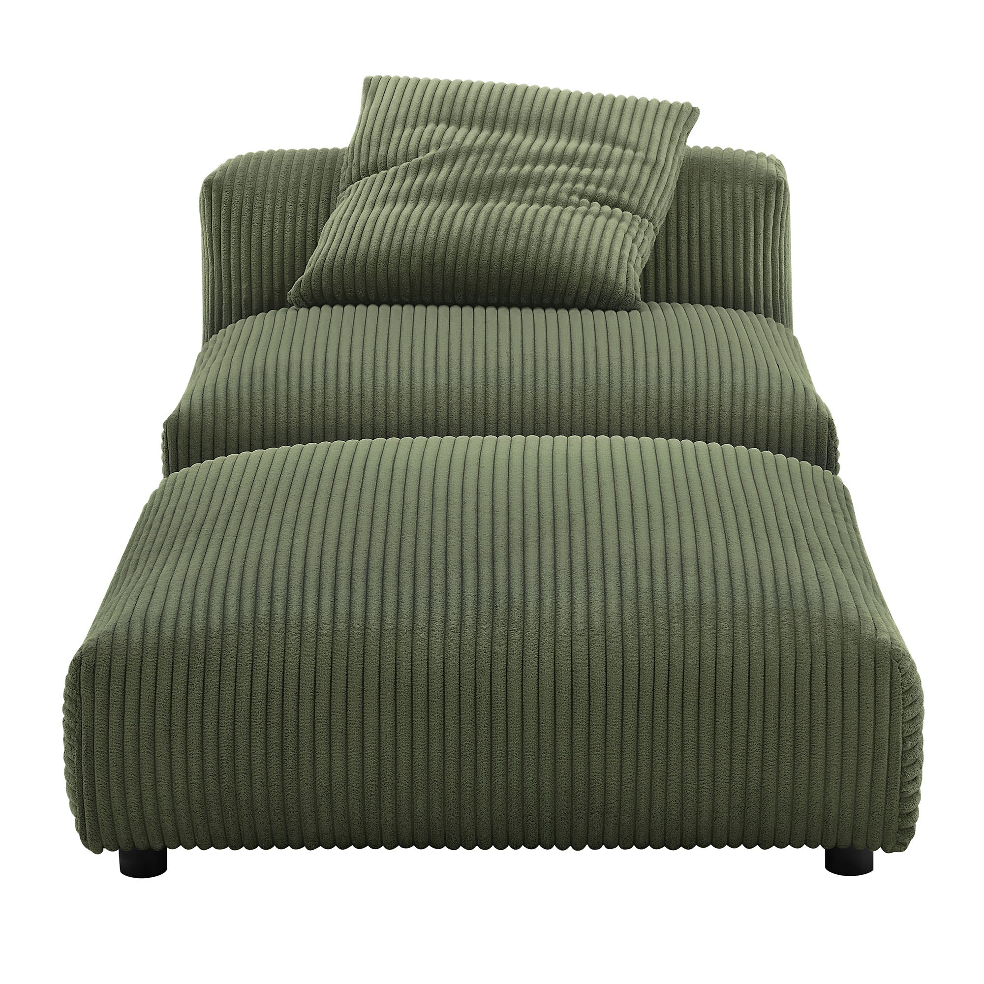 Solace  Modular Corduroy Upholstered Armless Chair and Ottoman Set