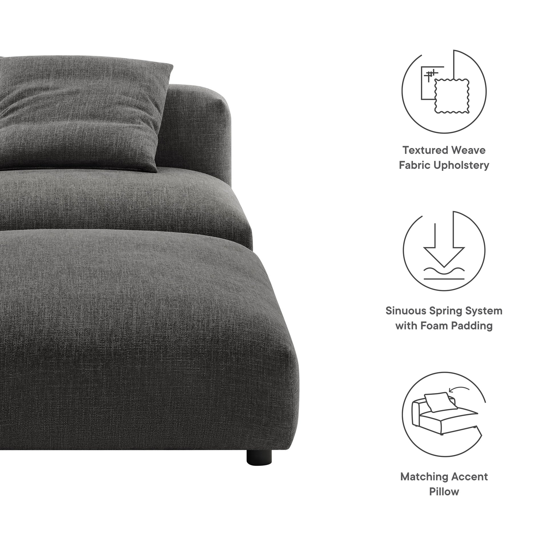Solace  Modular Upholstered Fabric Armless Chair and Ottoman Set - Linen