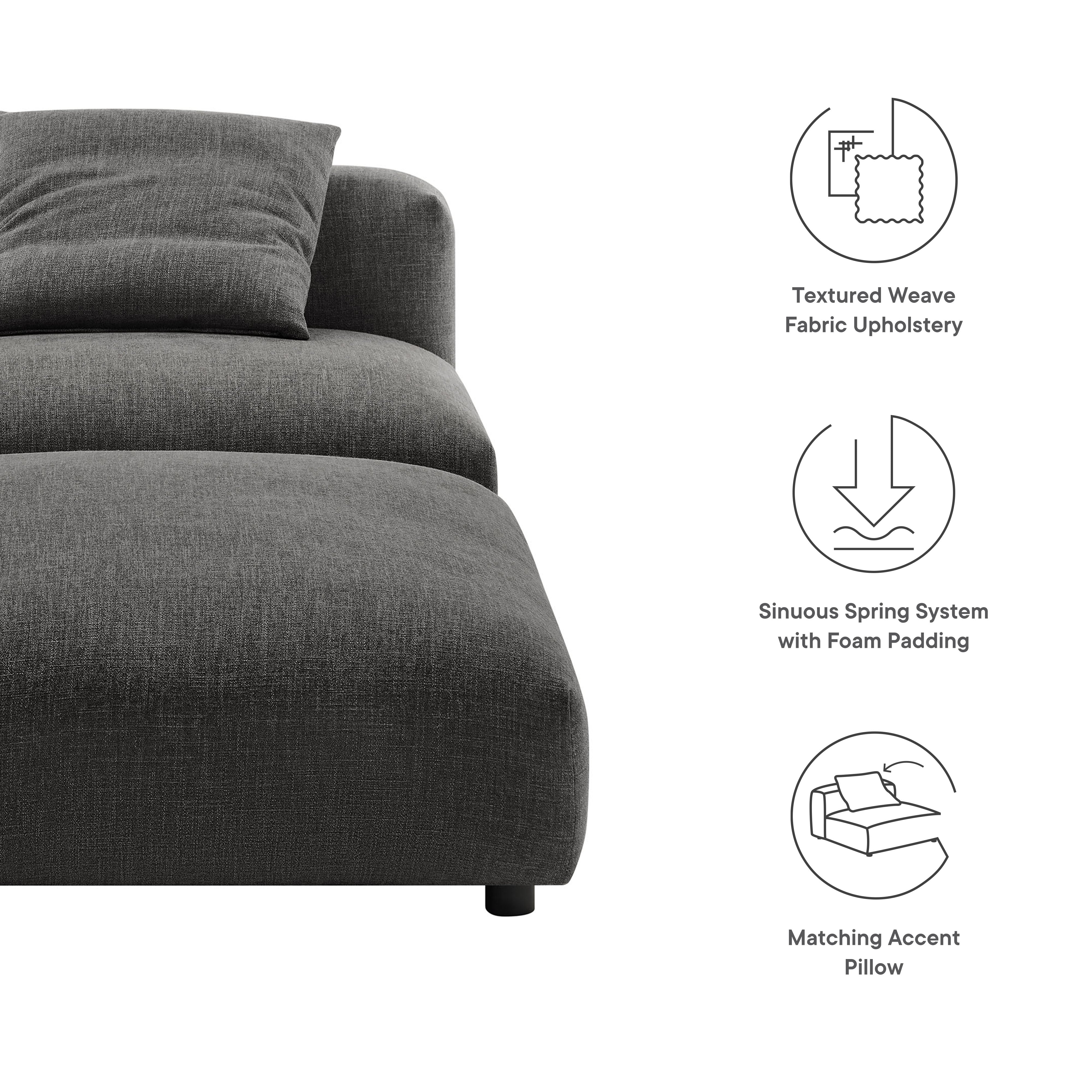 Solace  Modular Upholstered Fabric Armless Chair and Ottoman Set - Linen