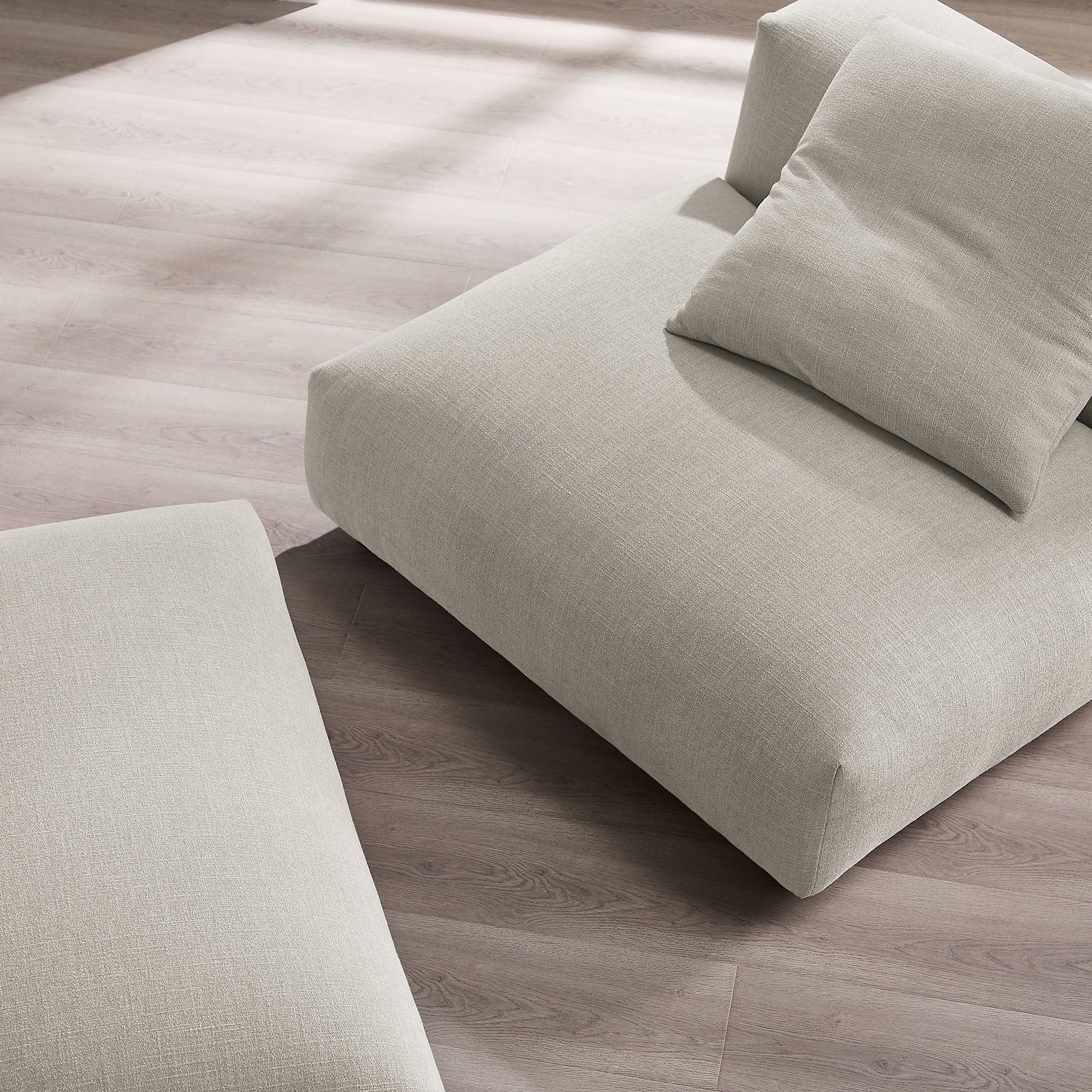 Solace  Modular Upholstered Fabric Armless Chair and Ottoman Set