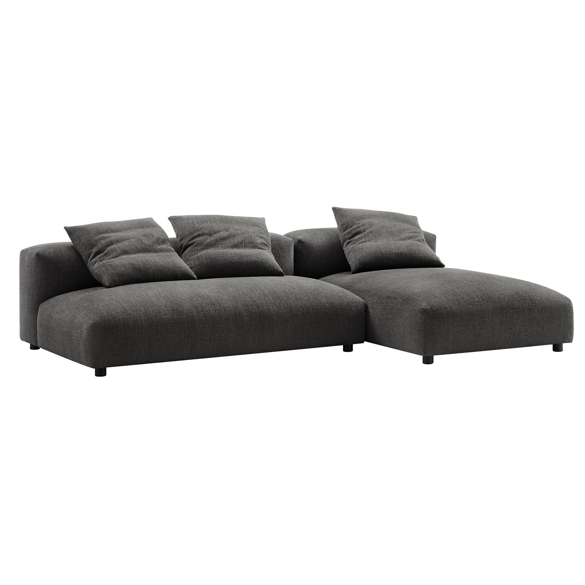 Solace 2-Piece Modular Upholstered Fabric Sectional Sofa With Chaise - Charcoal
