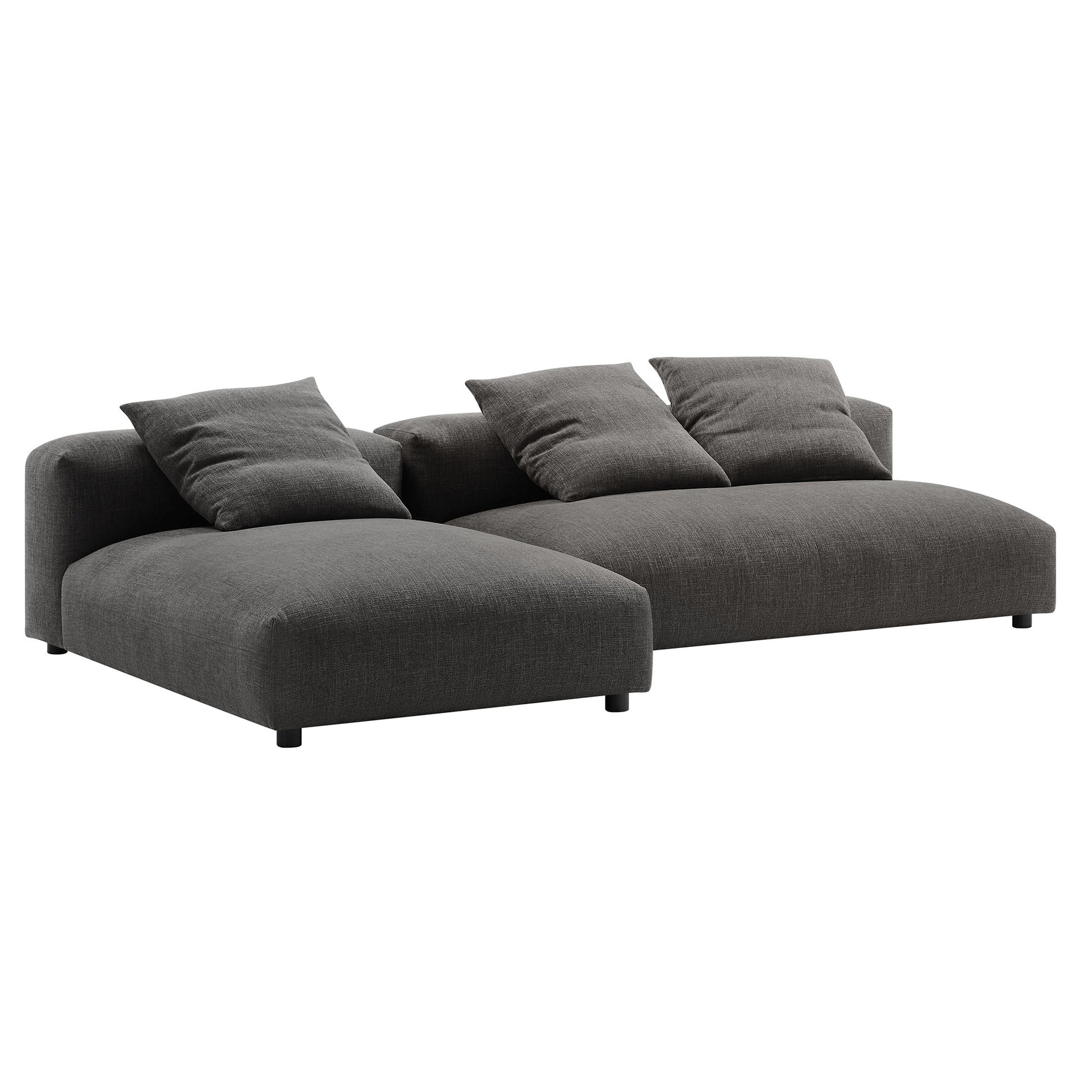 Solace 2-Piece Modular Upholstered Fabric Sectional Sofa With Chaise - Salt