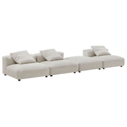 Solace 4-Piece Modular Corduroy Upholstered Sectional Sofa - Almond