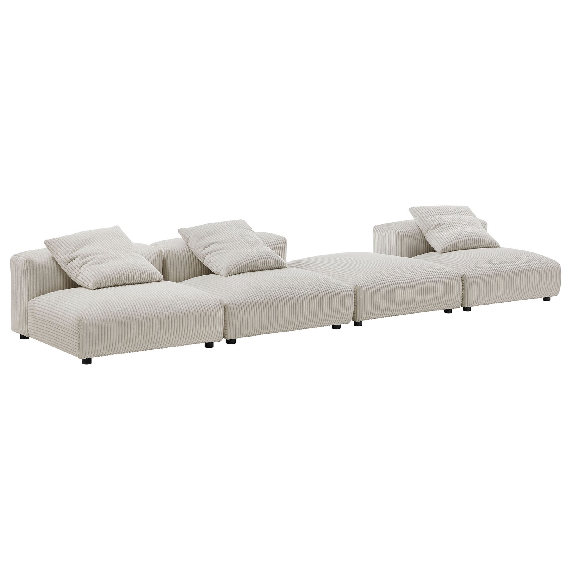 Solace 4-Piece Modular Corduroy Upholstered Sectional Sofa - Almond