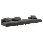 Solace 4-Piece Modular Upholstered Fabric Sectional Sofa - Charcoal