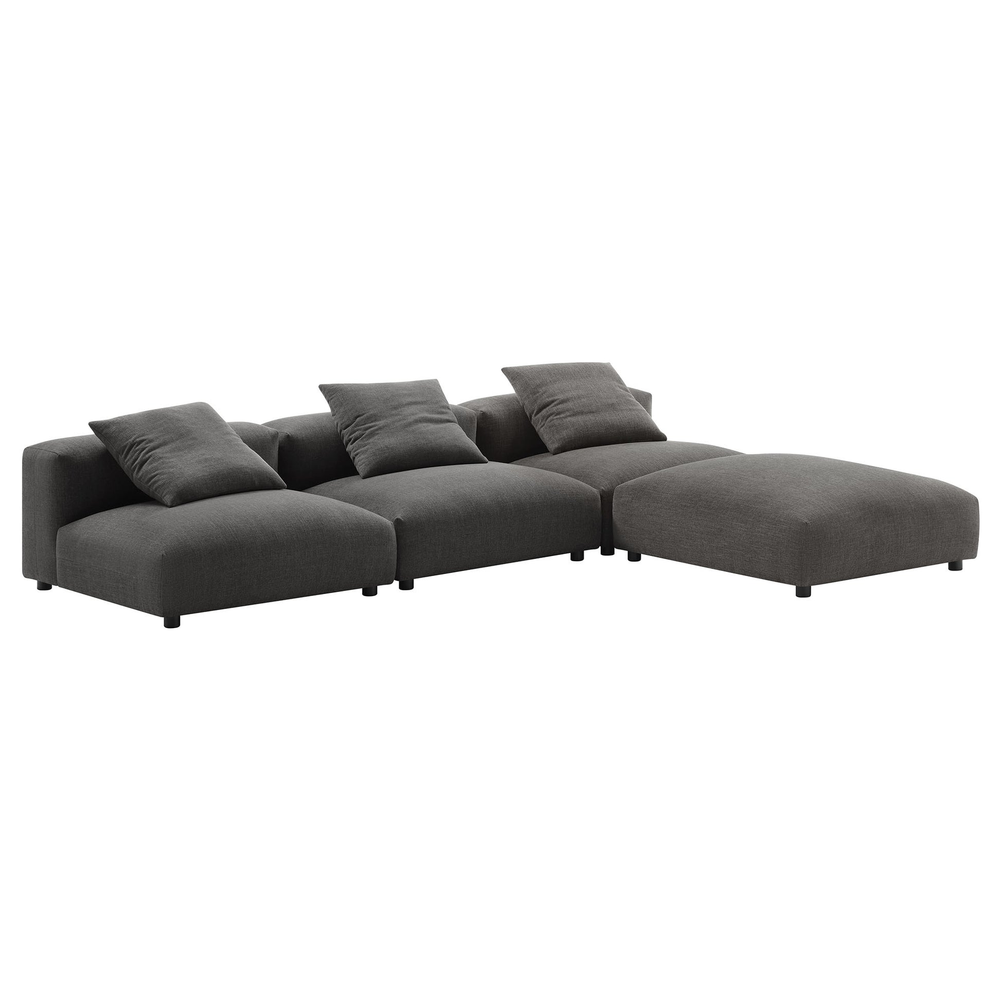 Solace 4-Piece Modular Upholstered Fabric Sectional Sofa - Salt