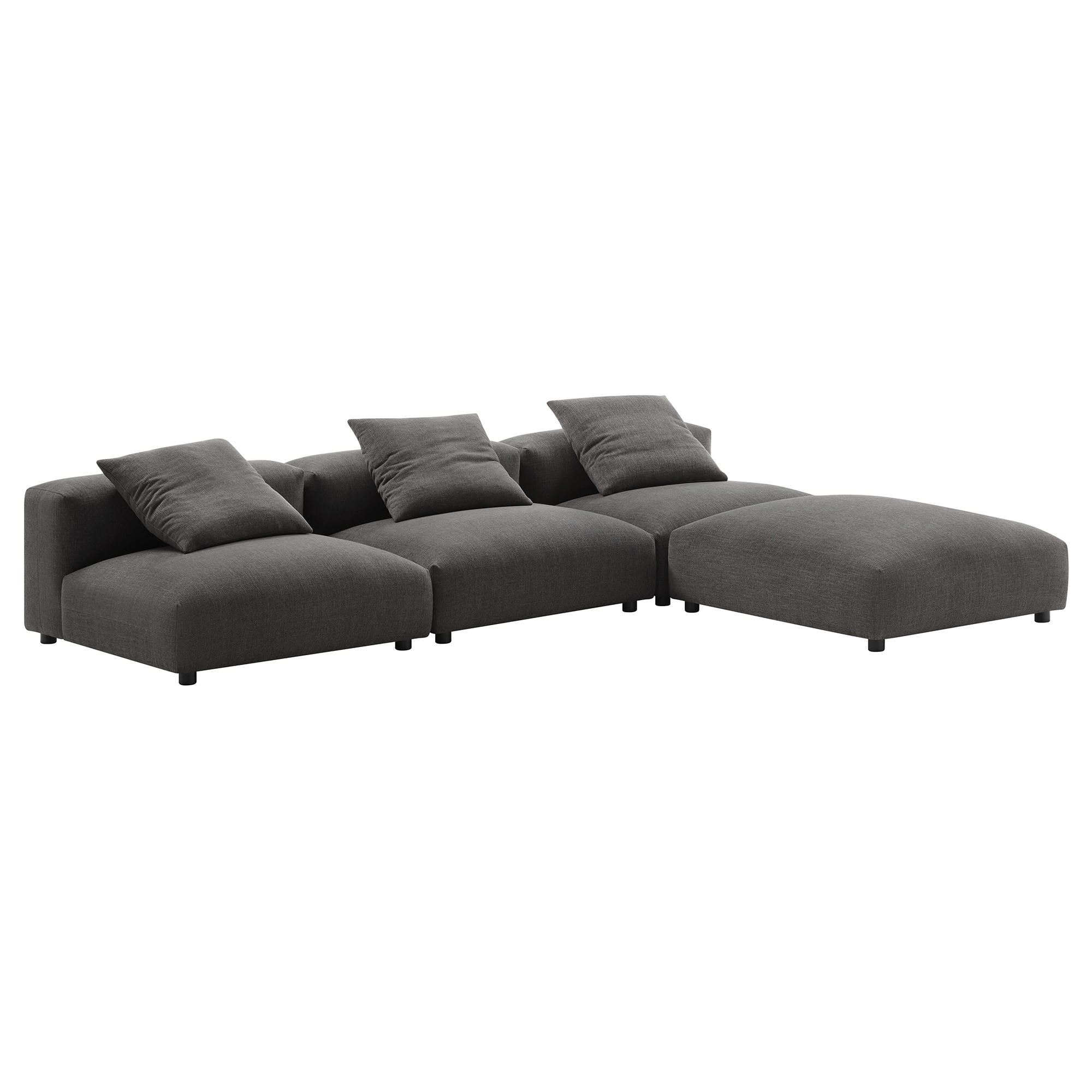 Solace 4-Piece Modular Upholstered Fabric Sectional Sofa - Salt
