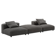 Solace 3-Piece Modular Upholstered Fabric Sectional Sofa - Charcoal