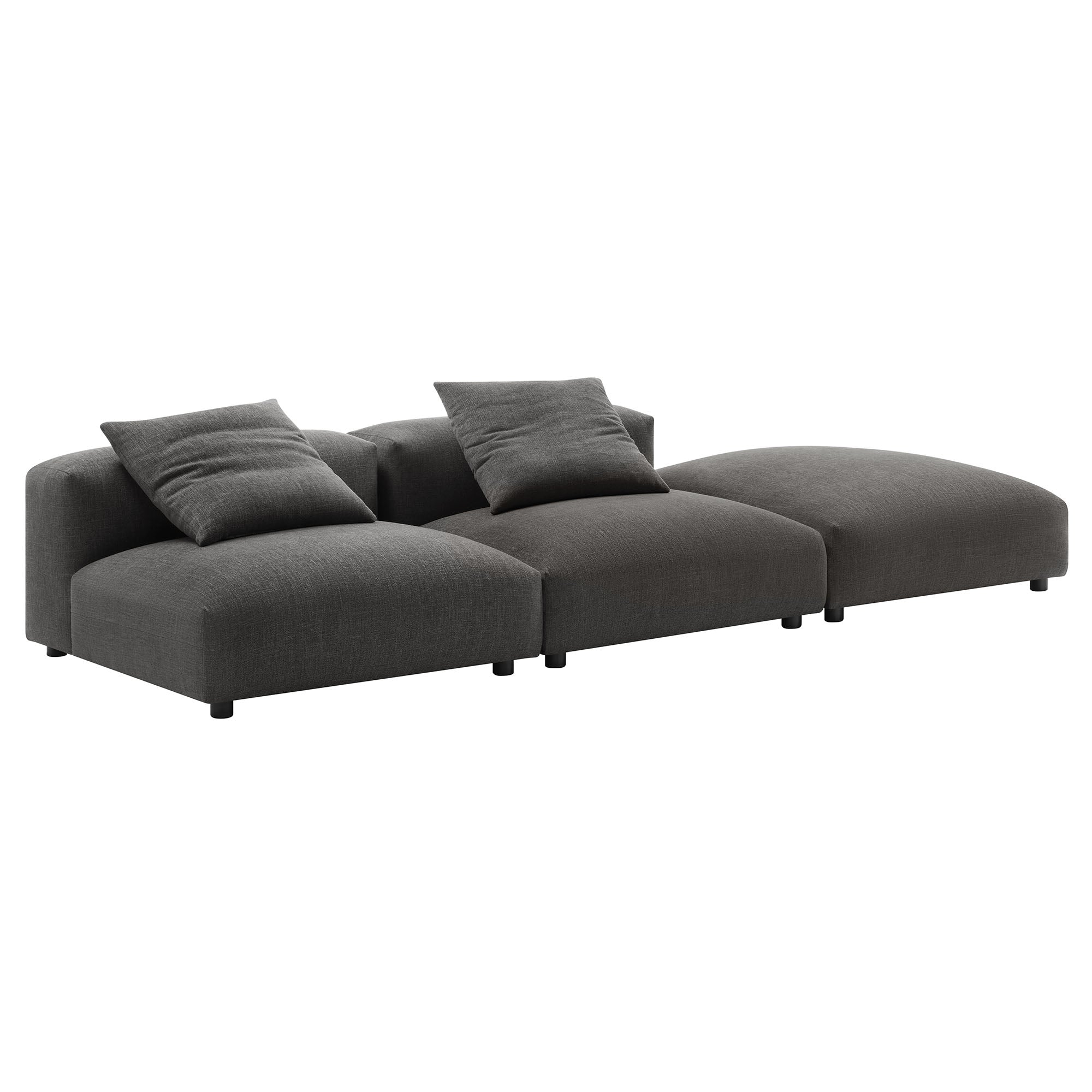 Solace 3-Piece Modular Upholstered Fabric Sectional Sofa - Salt