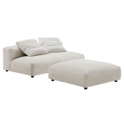 Solace  Modular Corduroy Upholstered Armless Loveseat and Ottoman Set - Almond