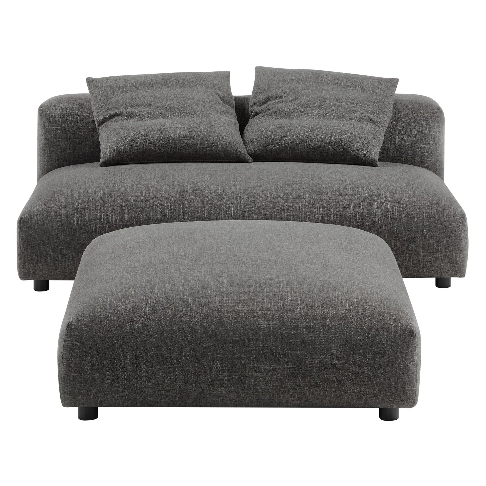 Solace Modular Upholstered Fabric Armless Loveseat and Ottoman Set - Salt