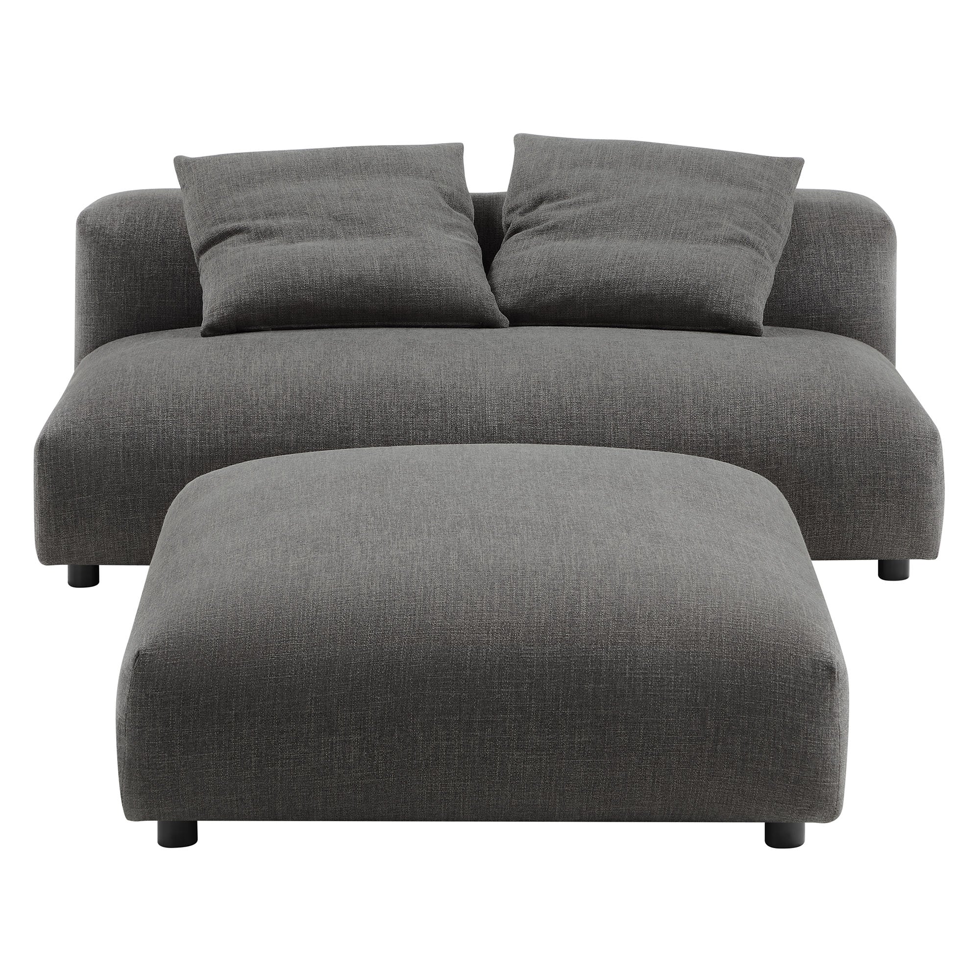 Solace Modular Upholstered Fabric Armless Loveseat and Ottoman Set - Salt
