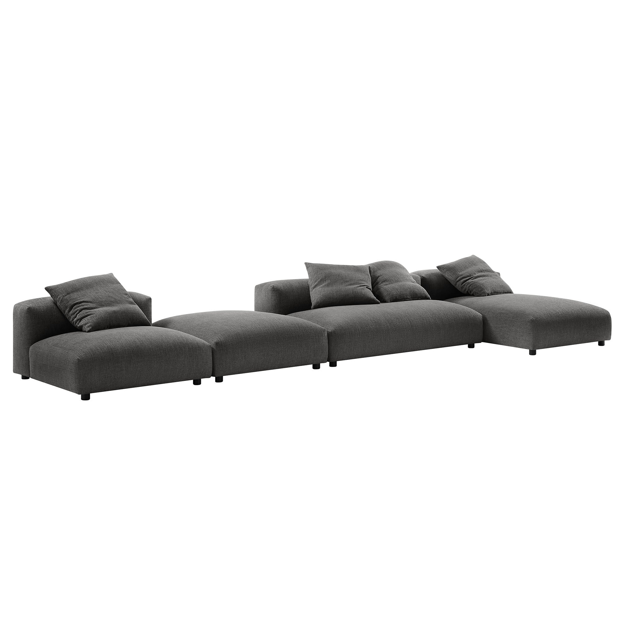 Solace 4-Piece Modular Upholstered Fabric Sectional Sofa With Ottoman - Salt