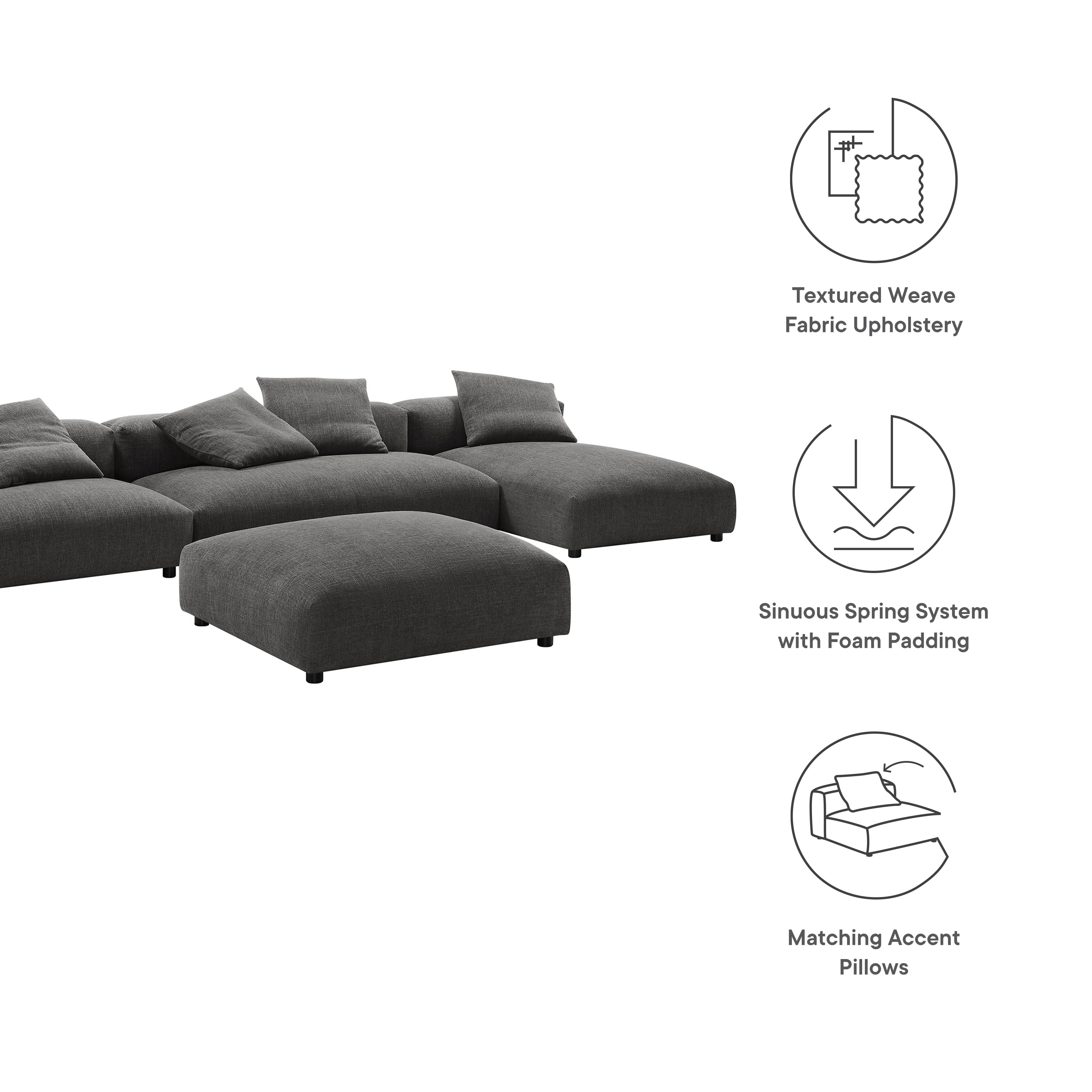 Solace 4-Piece Modular Upholstered Fabric Sectional Sofa With Ottoman - Linen