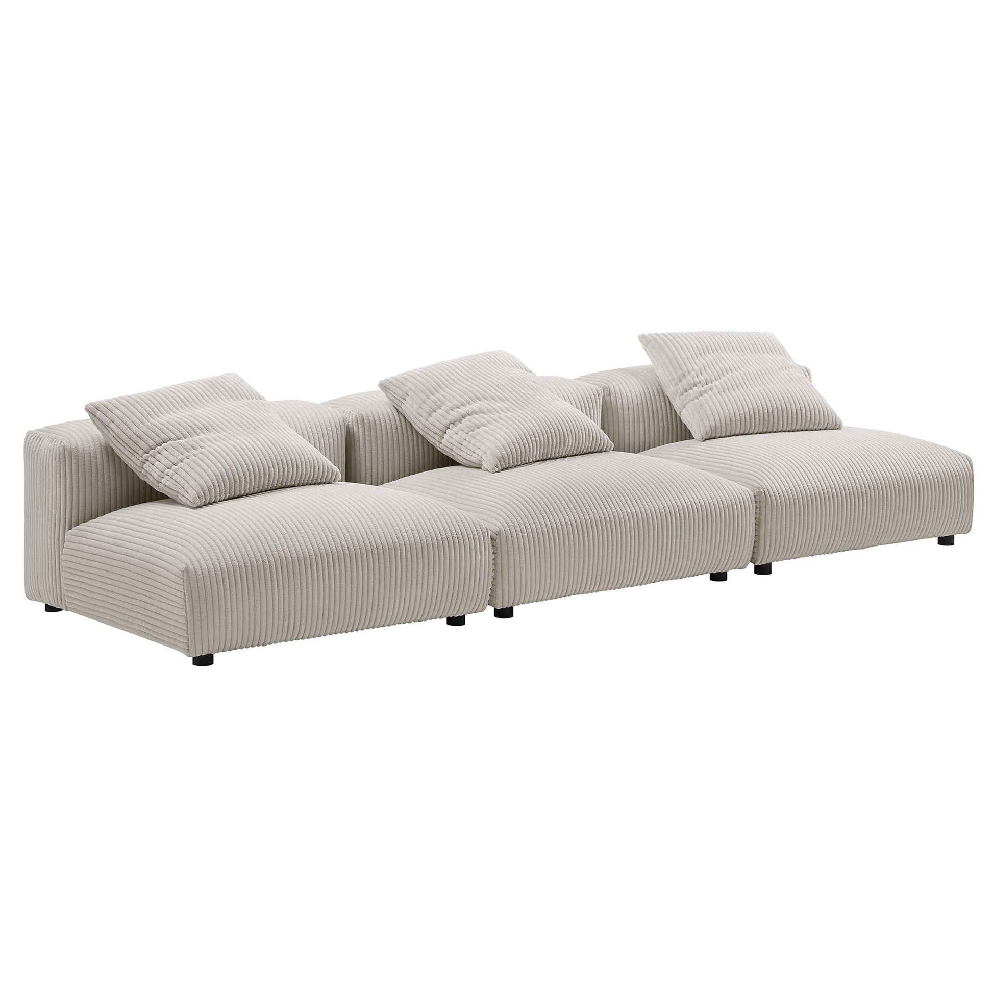Solace 3-Piece Modular Corduroy Upholstered Sofa - Almond