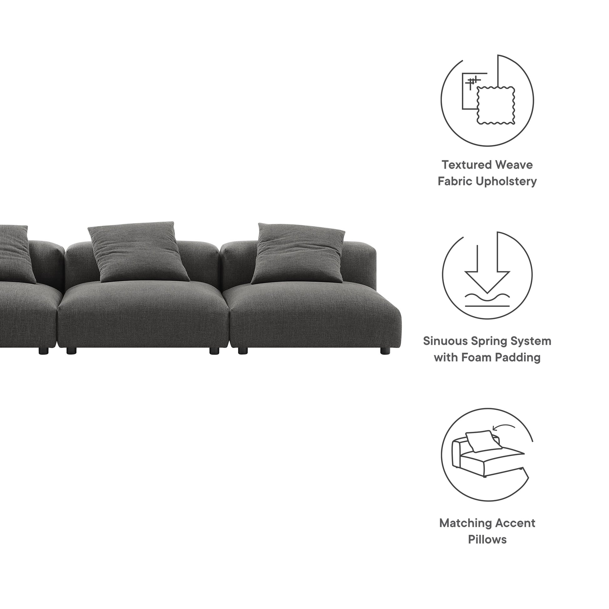 Solace 3-Piece Modular Upholstered Fabric Sofa - Linen