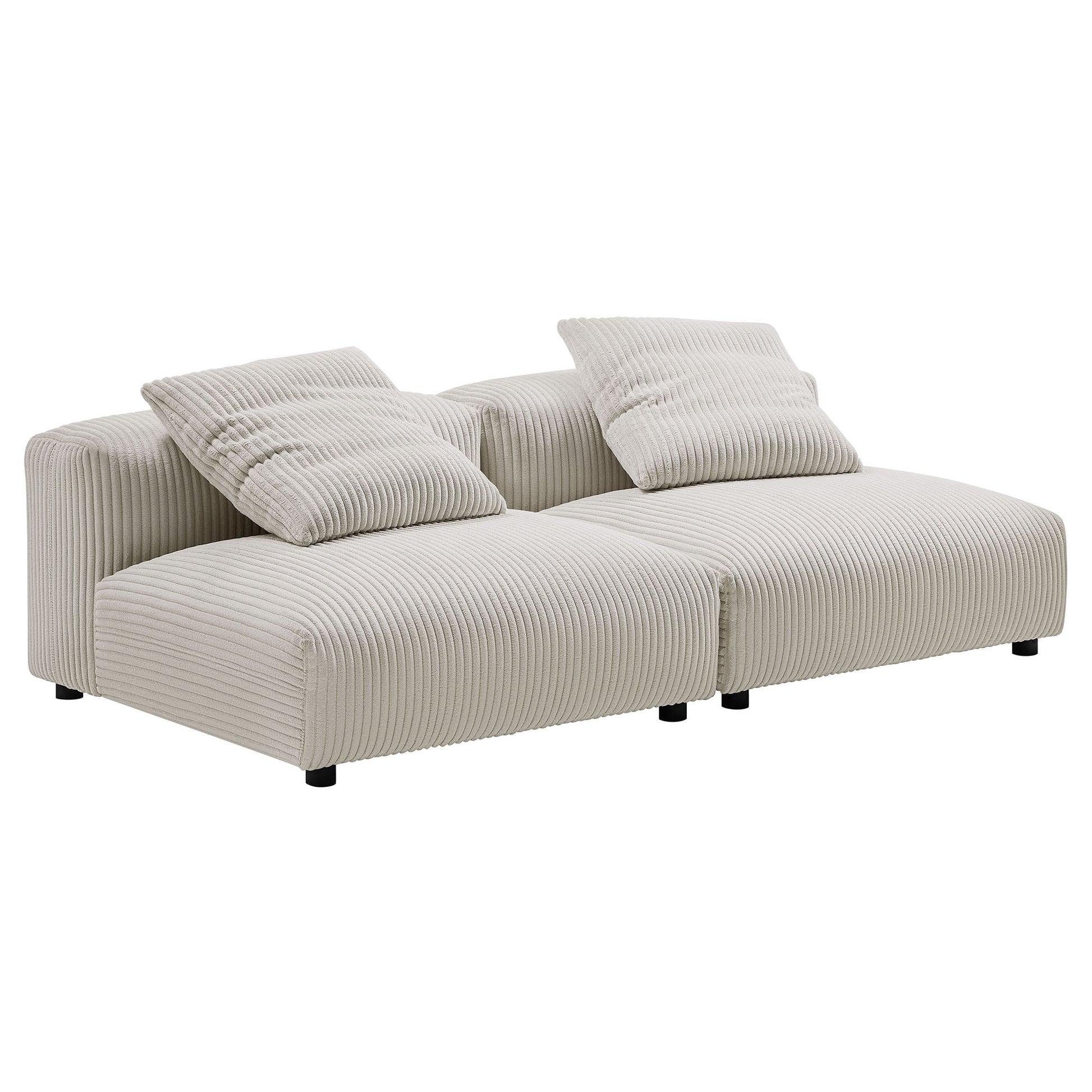 Solace 2-Piece Modular Corduroy Upholstered Sofa - Almond