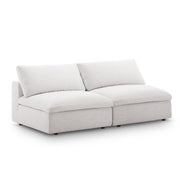 Commix Down Filled Overstuffed 2-Piece Armless Sectional Loveseat - Beige