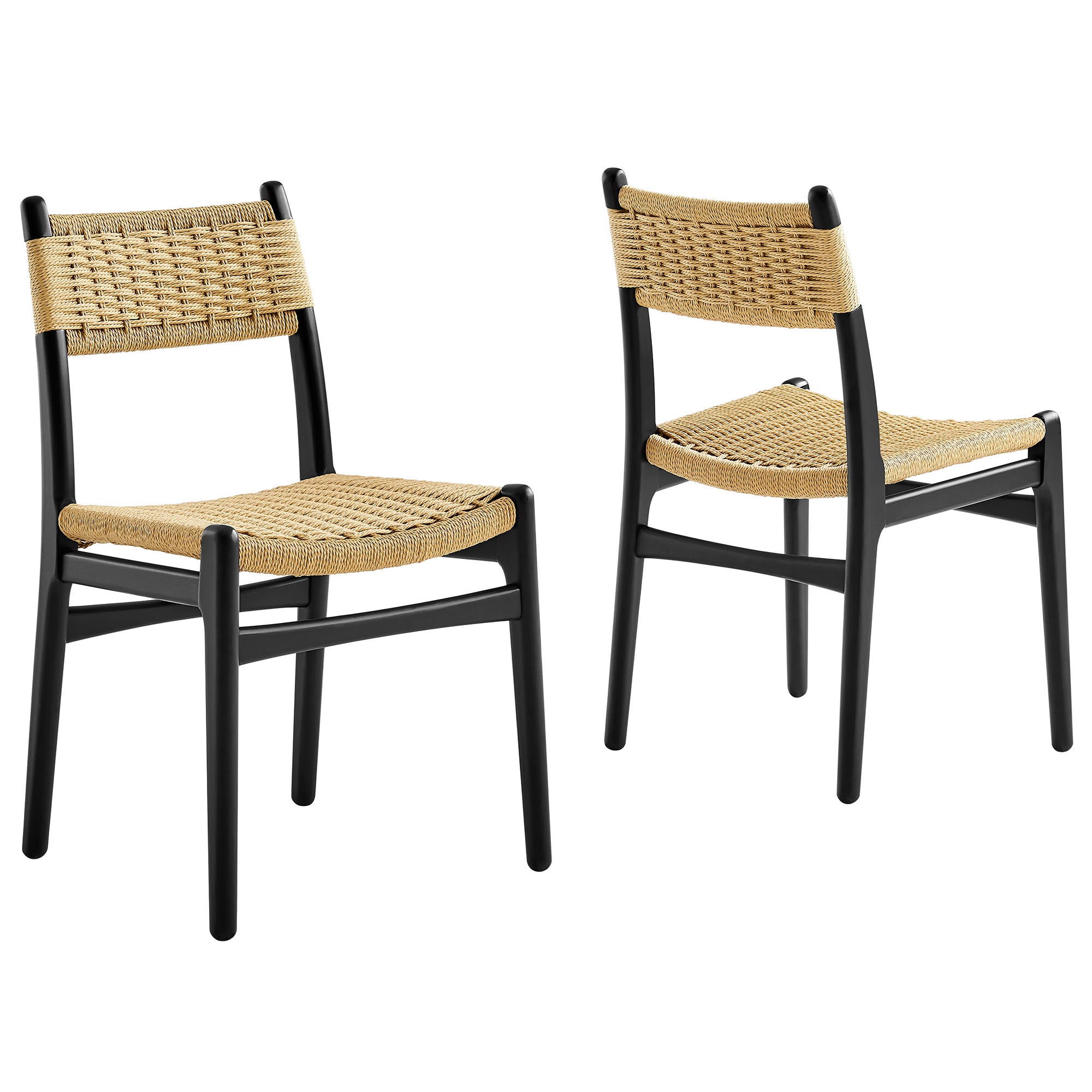 Wynn Rope and Wood Dining Side Chairs Set of 2 - Black Natural
