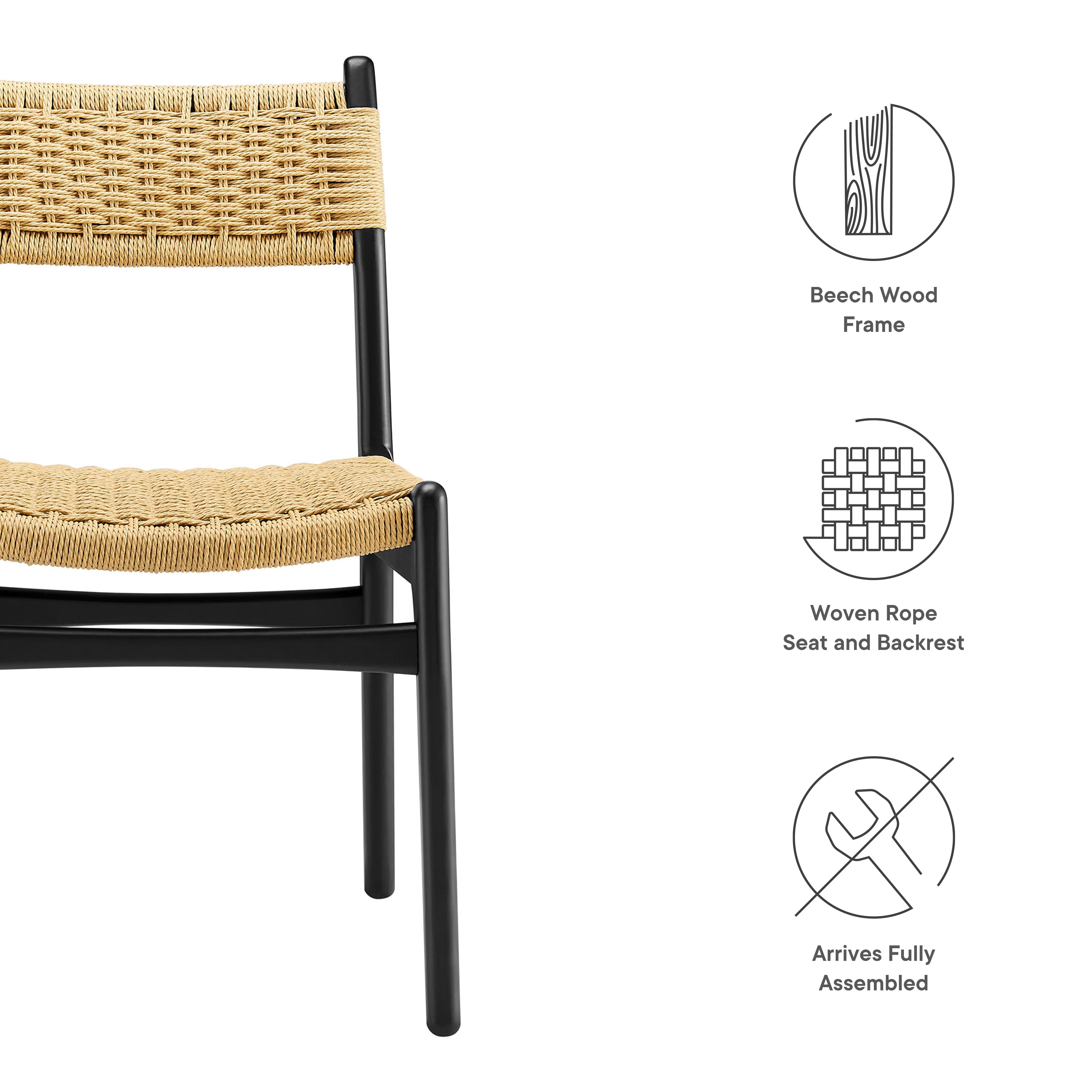 Wynn Rope and Wood Dining Side Chairs Set of 2 - Natural Natural