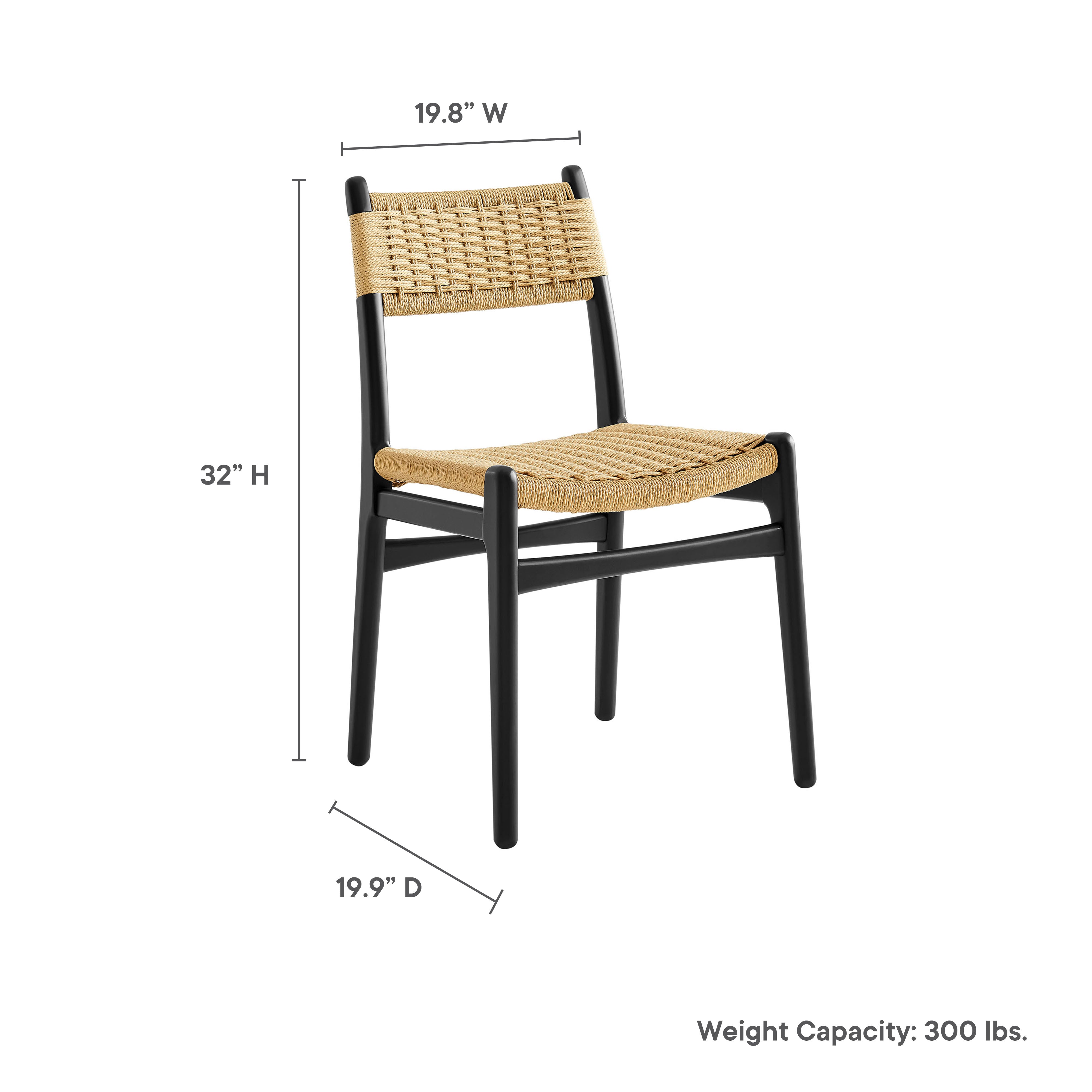 Wynn Rope and Wood Dining Side Chairs Set of 2 - Walnut Black