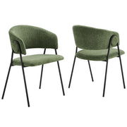 Nella Upholstered Heathered Chenille Dining Chairs Set of 2 - Eucalyptus Black