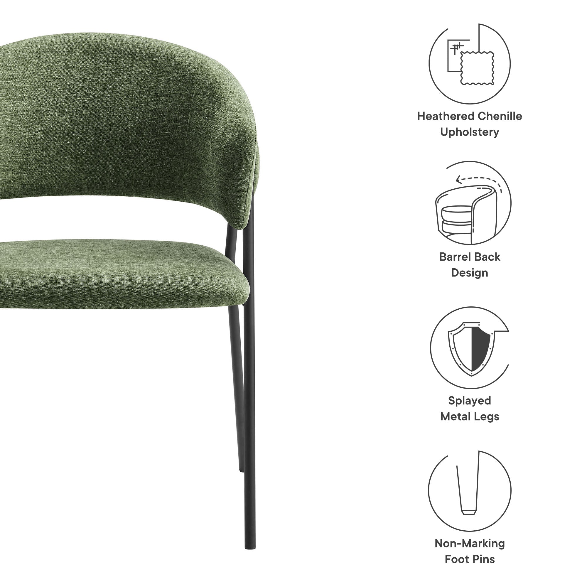 Nella Upholstered Heathered Chenille Dining Chairs Set of 2 - Newsprint Black