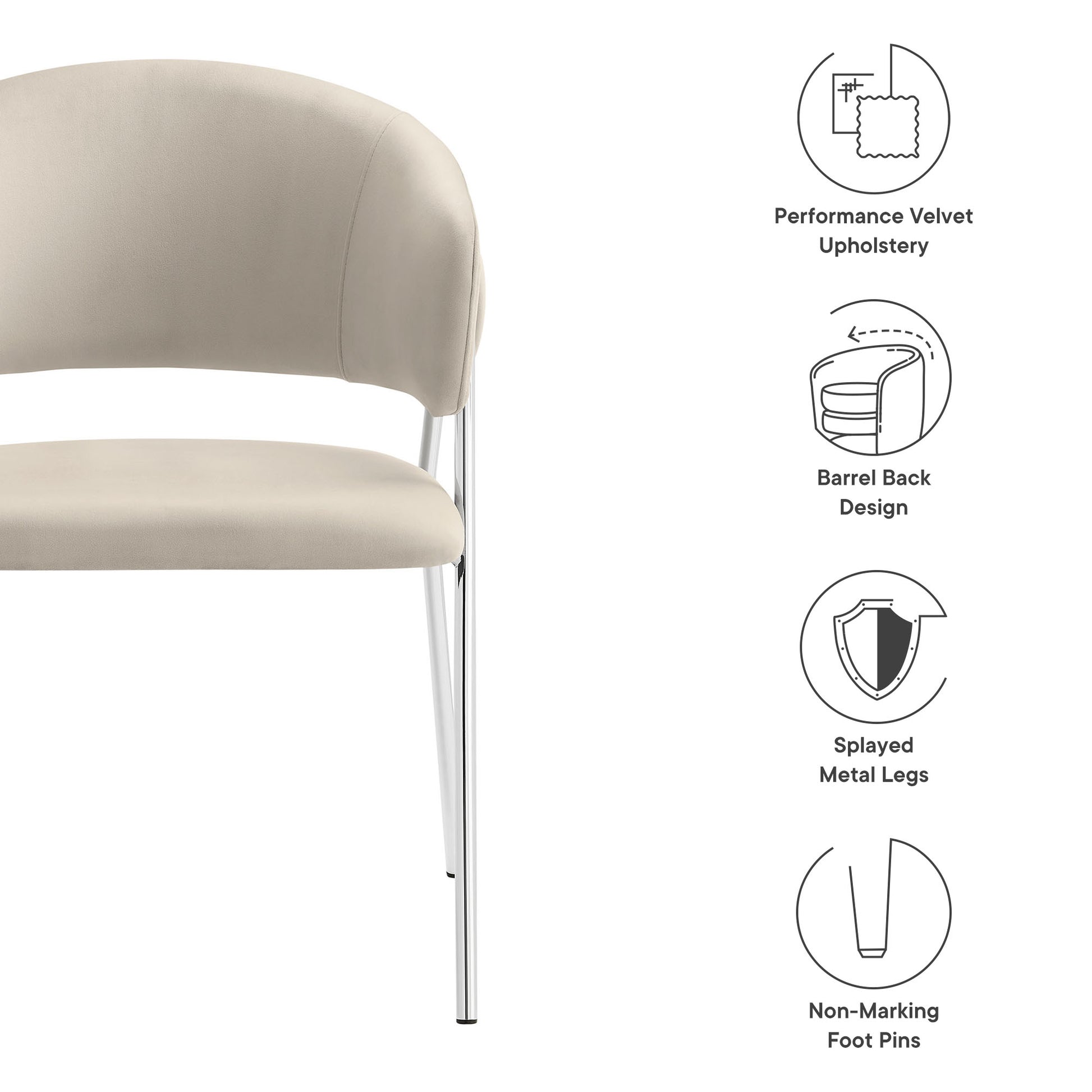 Nella Upholstered Performance Velvet Dining Chair Set of 2 - Chocolate Brown