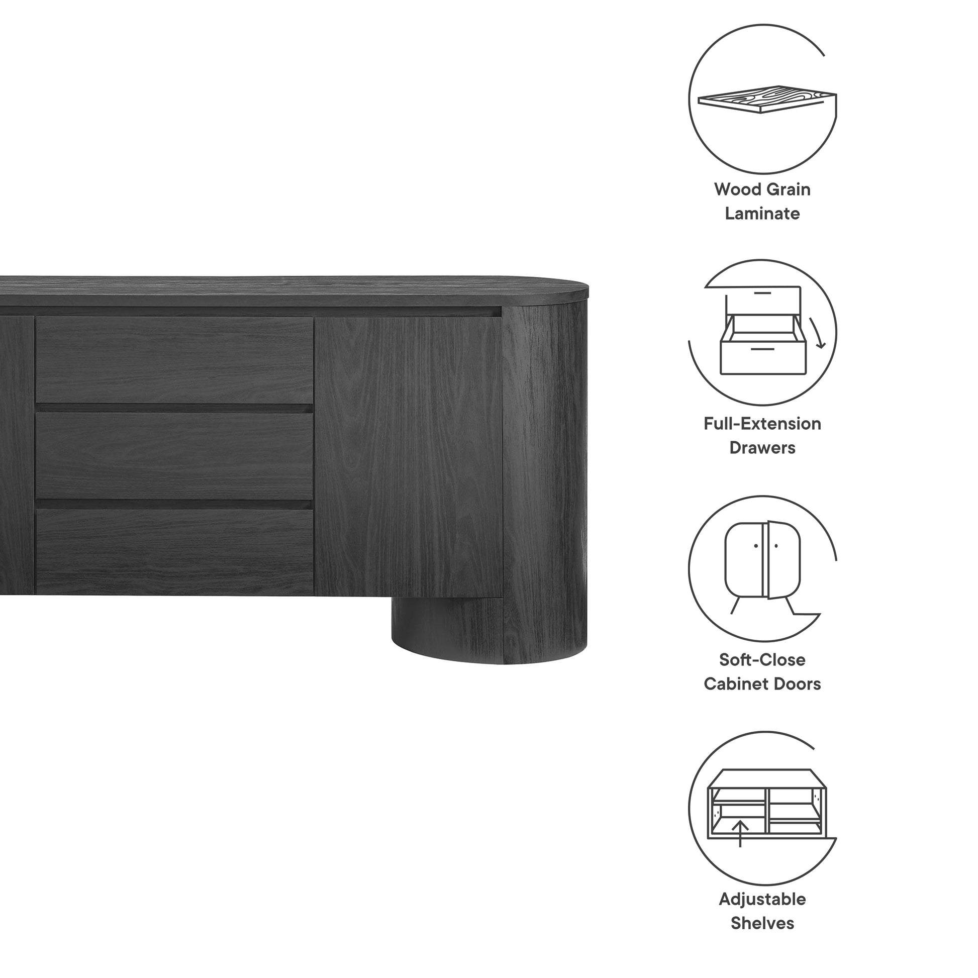 Duval 71" Rounded Sideboard Storage Cabinet - Hickory Frost