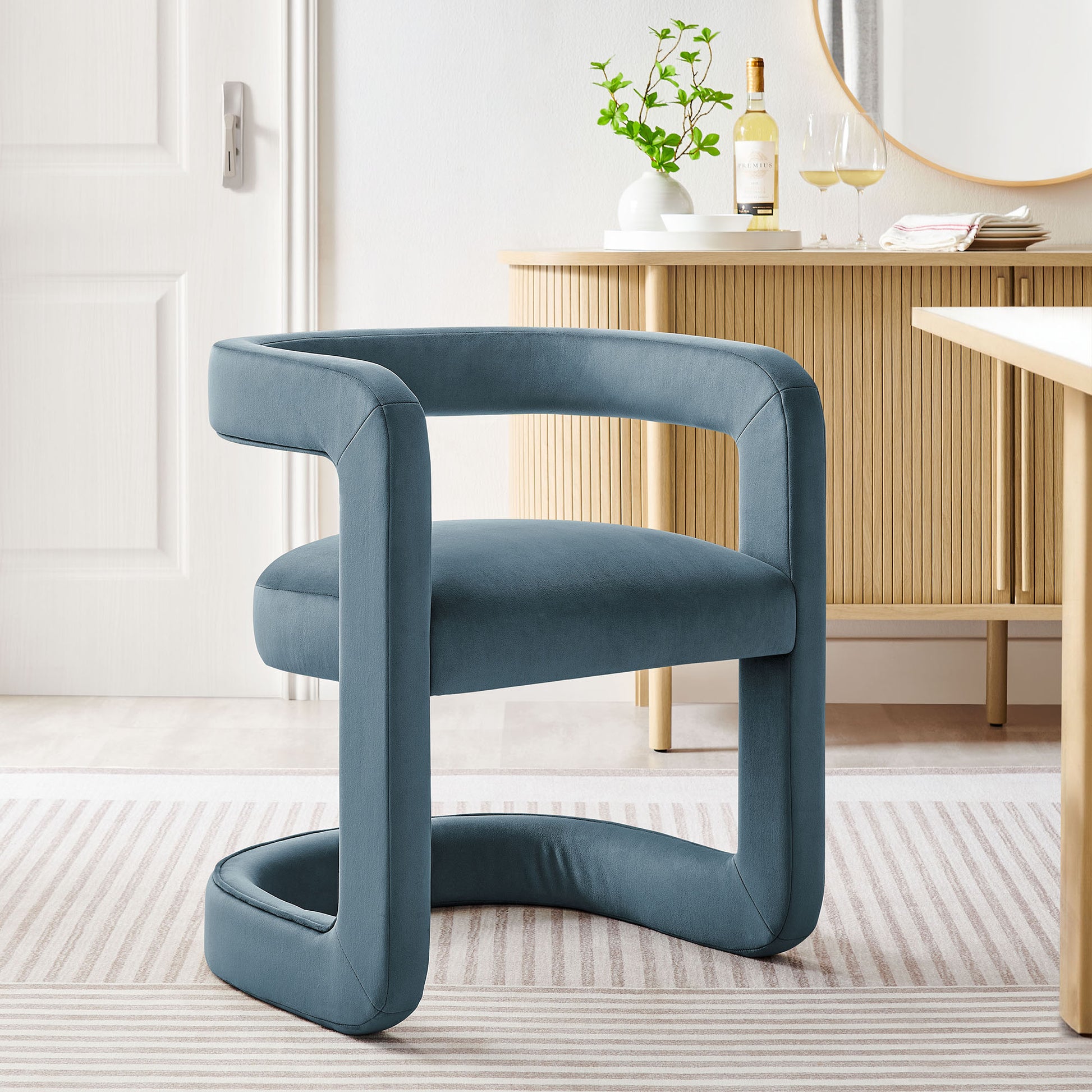 Winslow  Barrel Performance Velvet Dining Chair