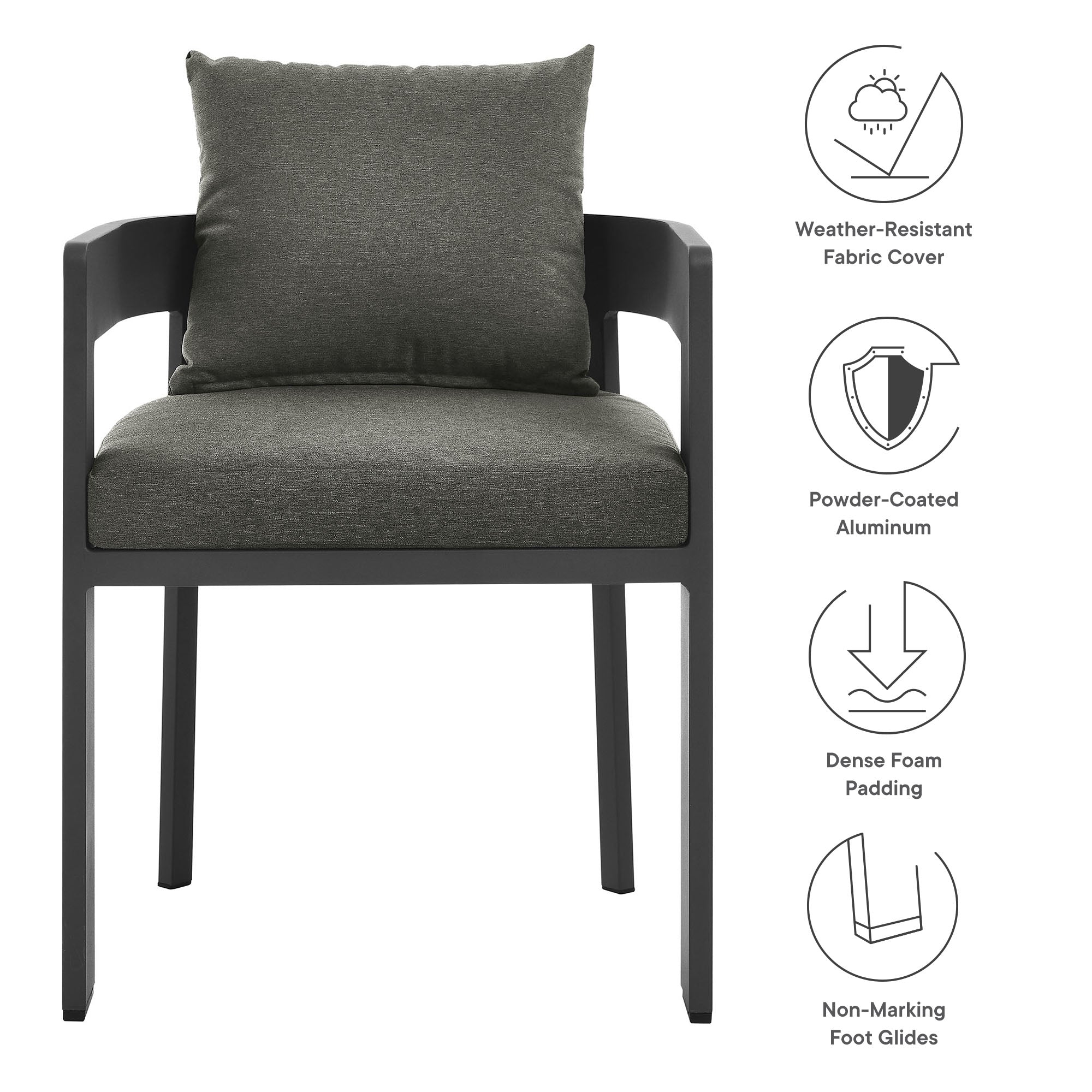 Tahoe Outdoor Patio Aluminum Dining Chair - Gray Gray