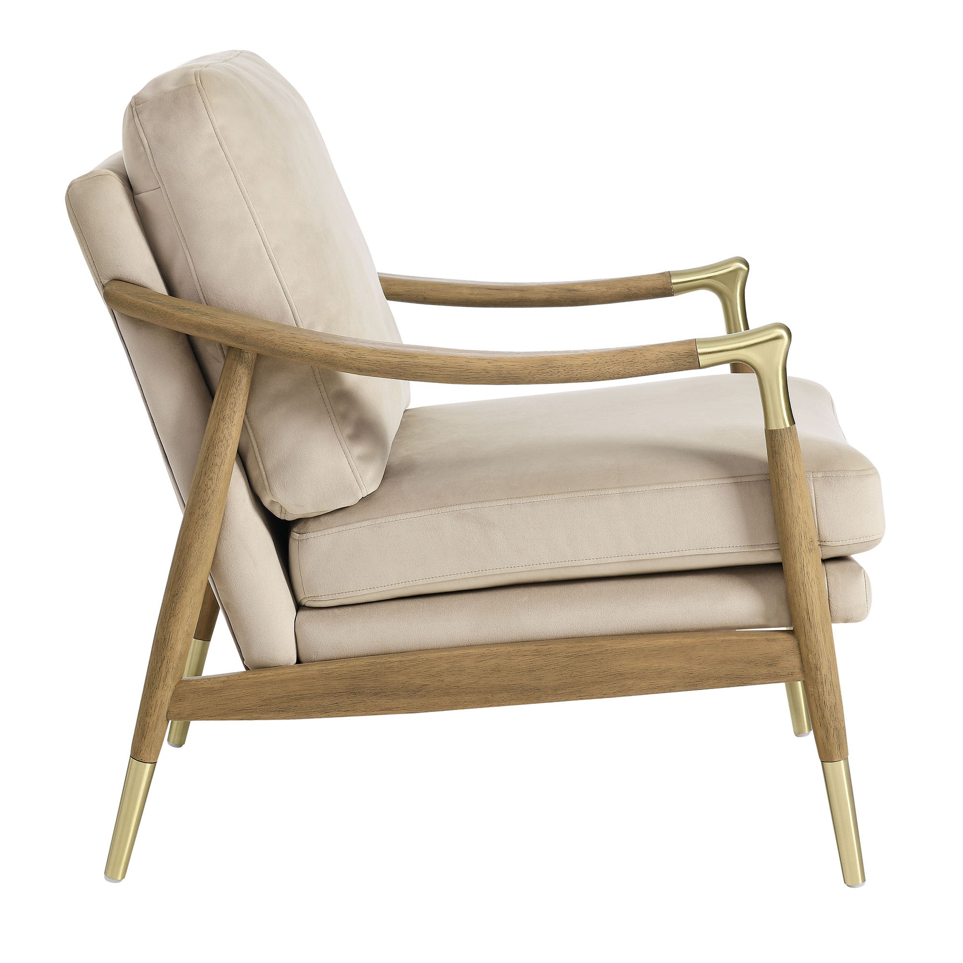 Langford Performance Velvet Accent Armchair - Taupe Walnut