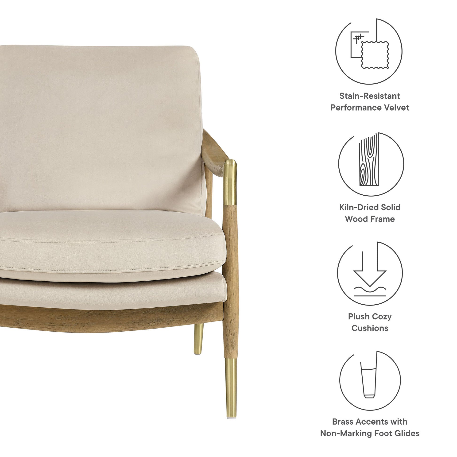 Langford Performance Velvet Accent Armchair - Cadet Blue Walnut