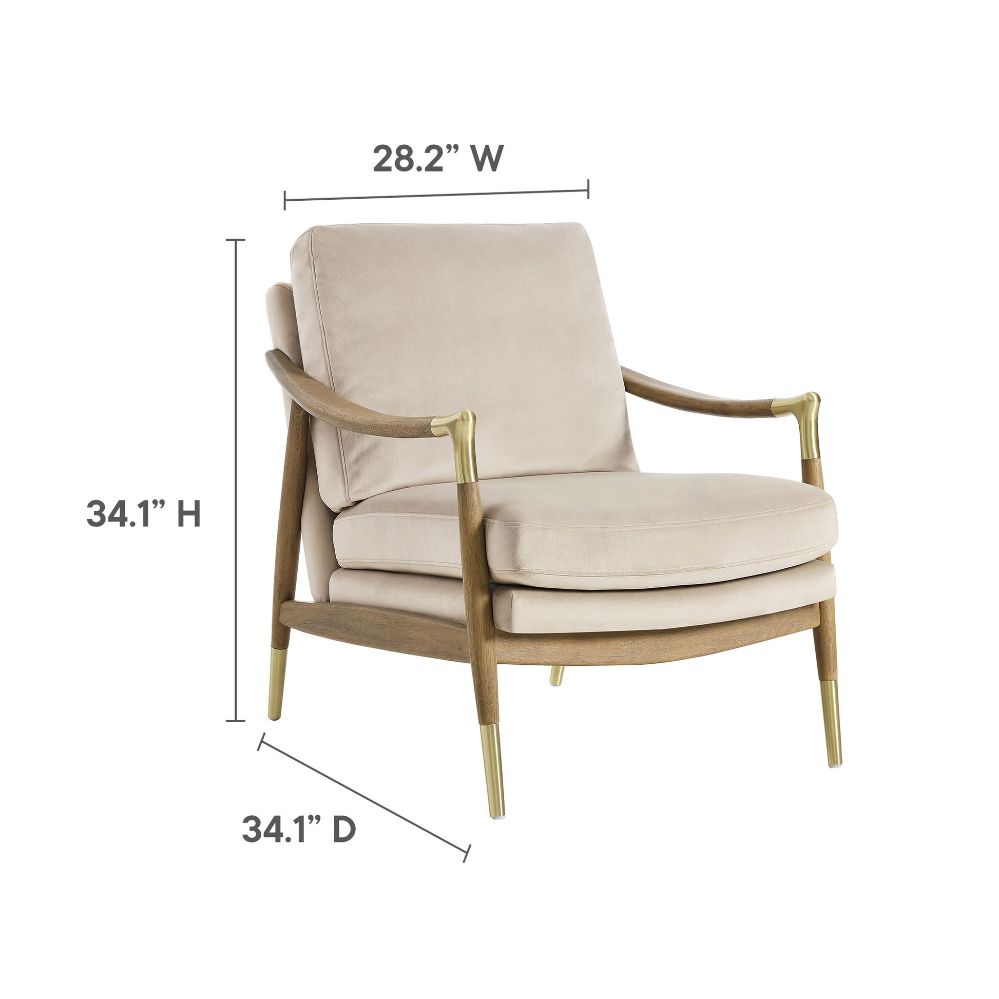 Langford Performance Velvet Accent Armchair - Moss Green Walnut