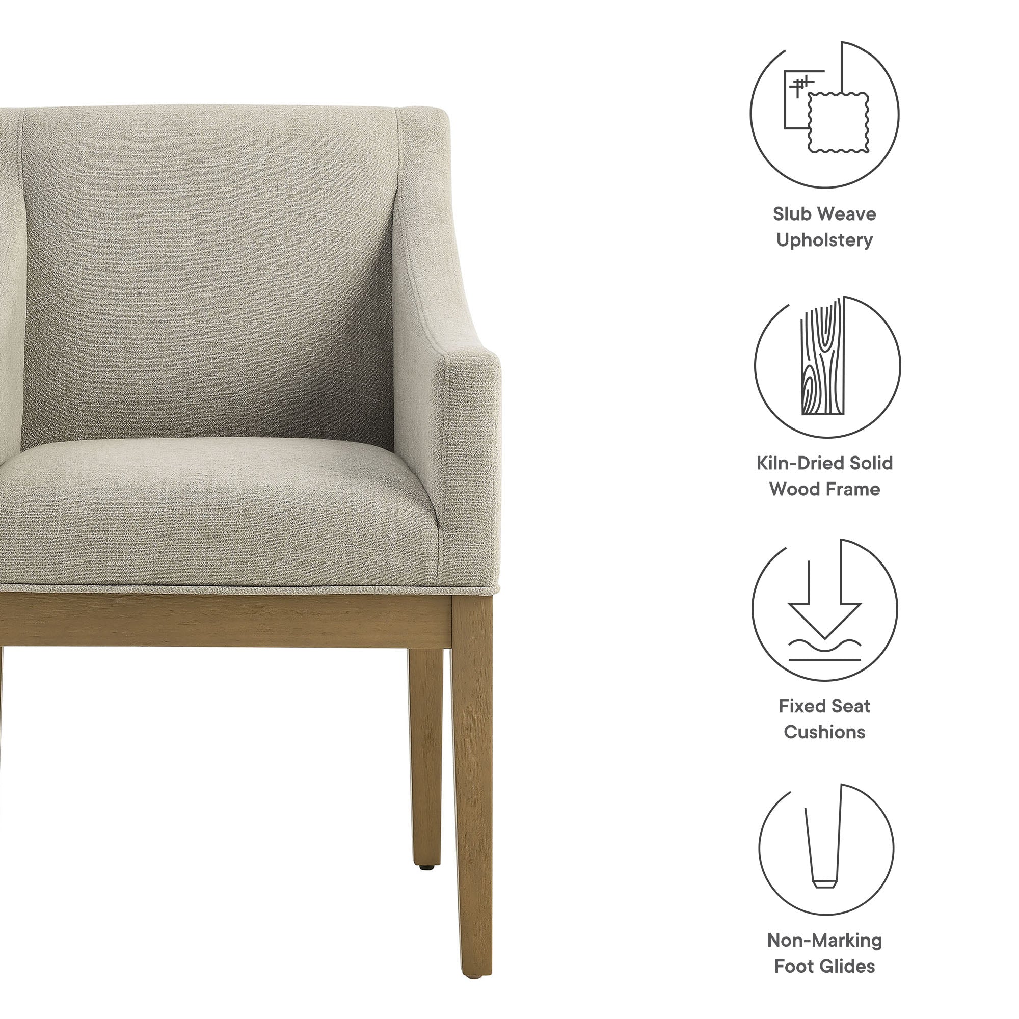 Alton Fabric Upholstered Dining Armchair - Mocha Natural